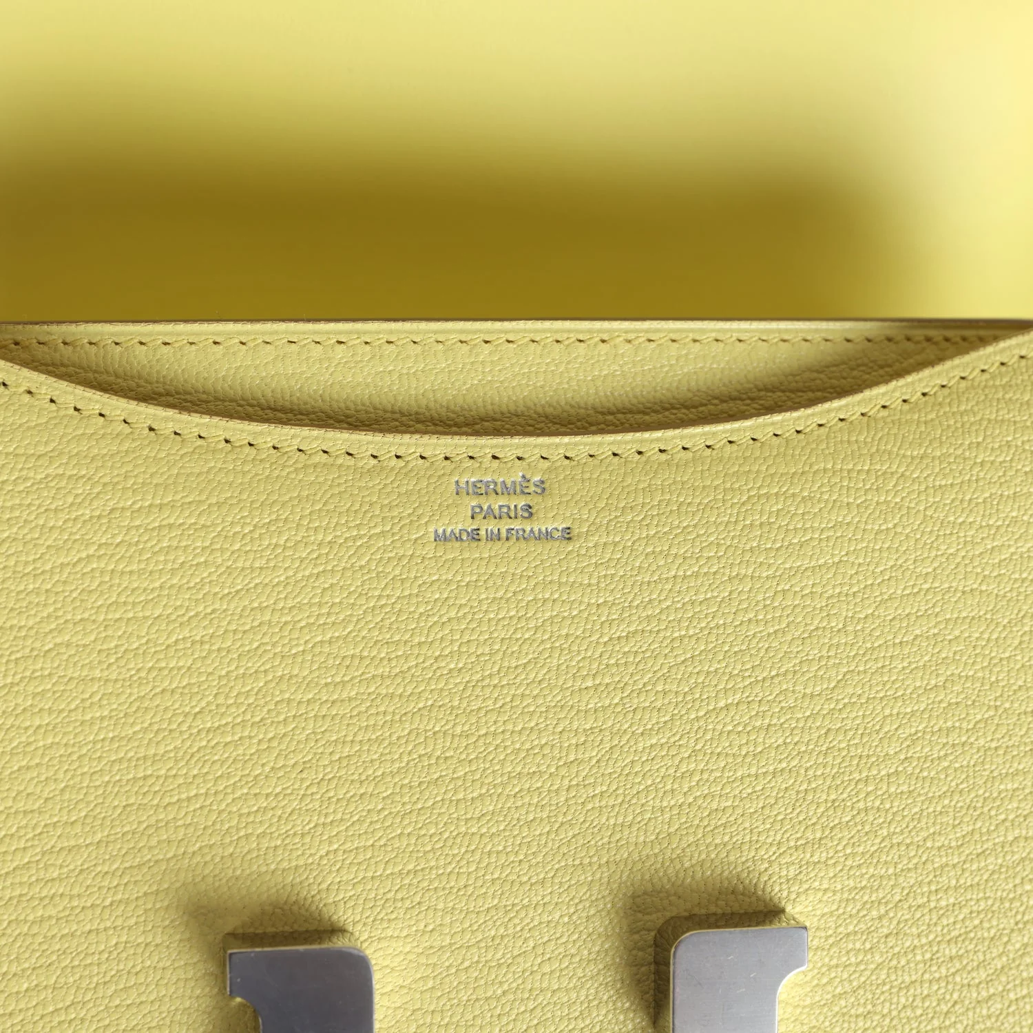 Hermes Constance 18 Limoncello Chevre Mysore Palladium Hardware - Image 8
