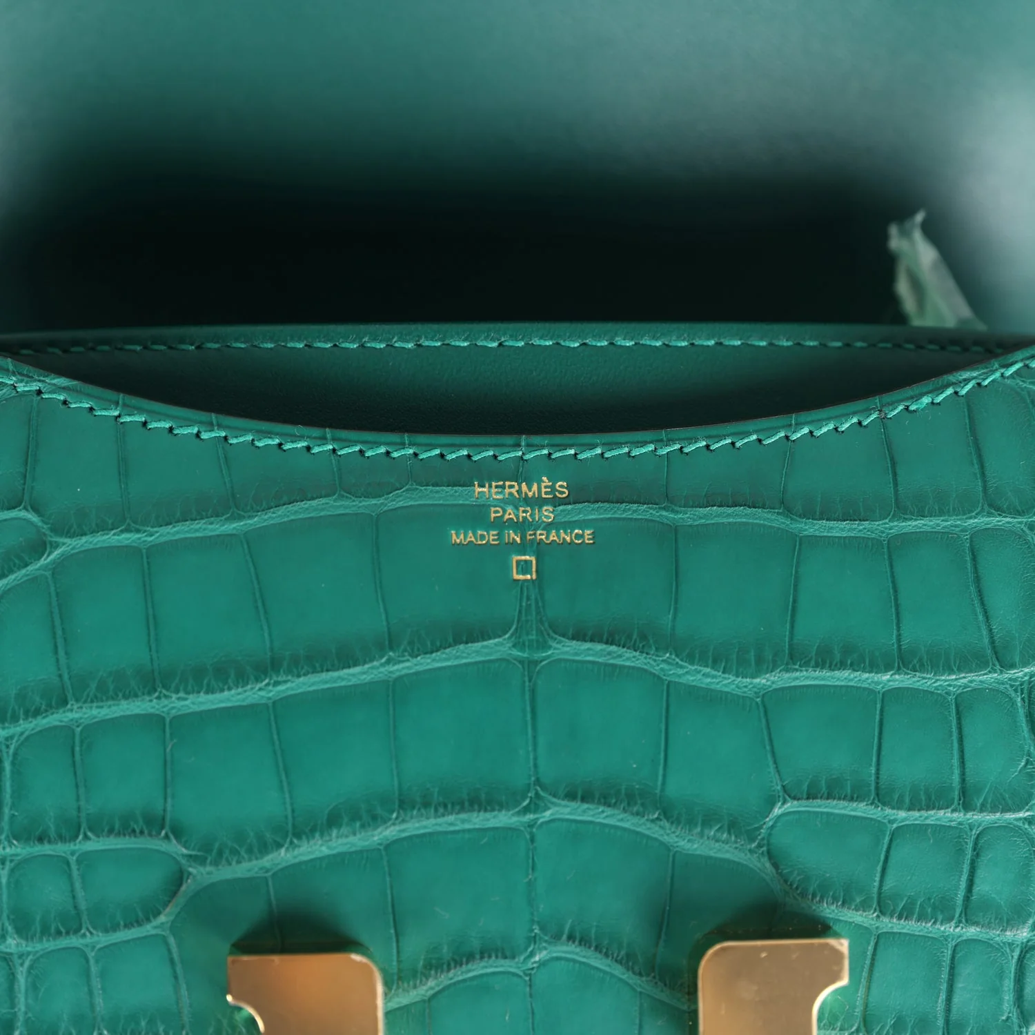 Hermes Constance 18 Malachite Matte Alligator Gold Hardware - Image 8