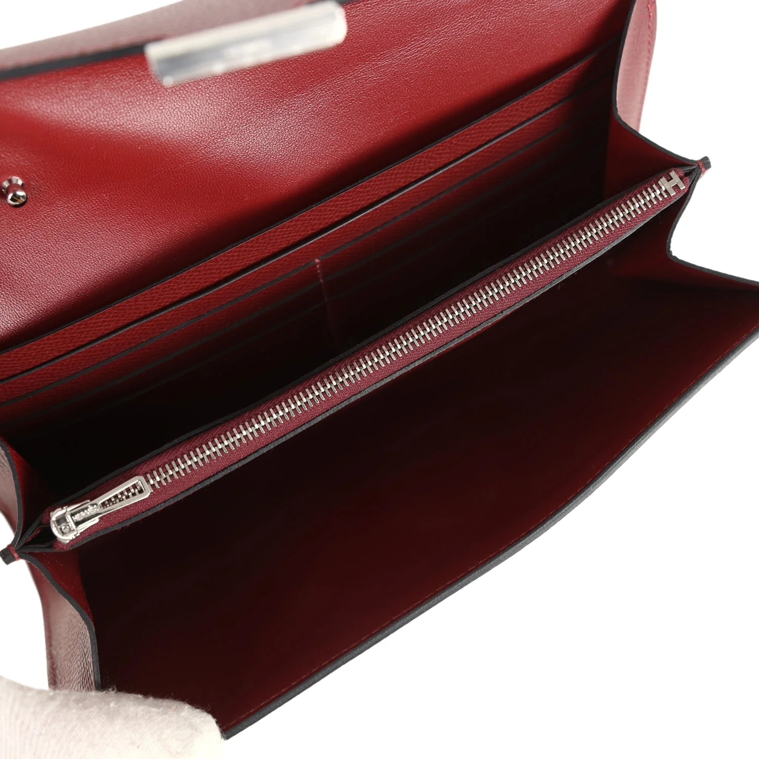 Hermes Constance Wallet To Go Rouge H Epsom Palladium Hardware - Image 7