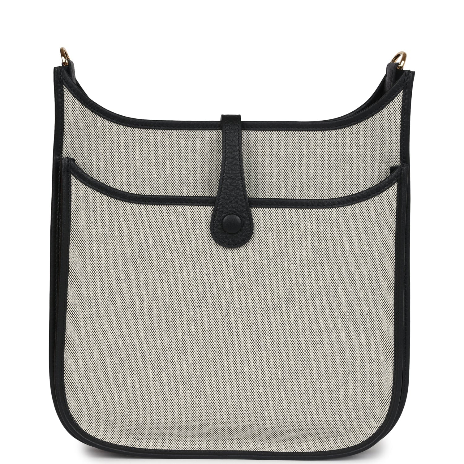Hermes Evelyne III PM Black Clemence and Ecru Toile Gold Hardware - Image 4