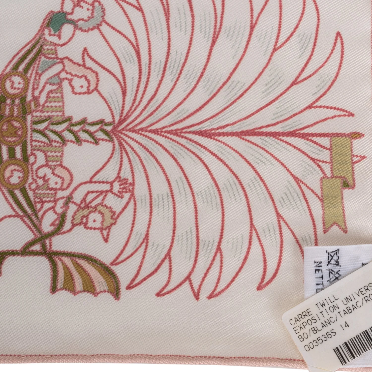 Hermes "Exposition Universelle" White Silk Twill Scarf 90cm - Image 3