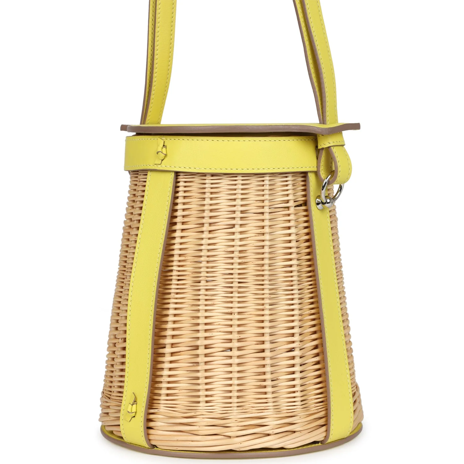 Hermes Farming Picnic Bag Lime Swift and Naturel Osier Wicker Palladium Hardware - Image 3