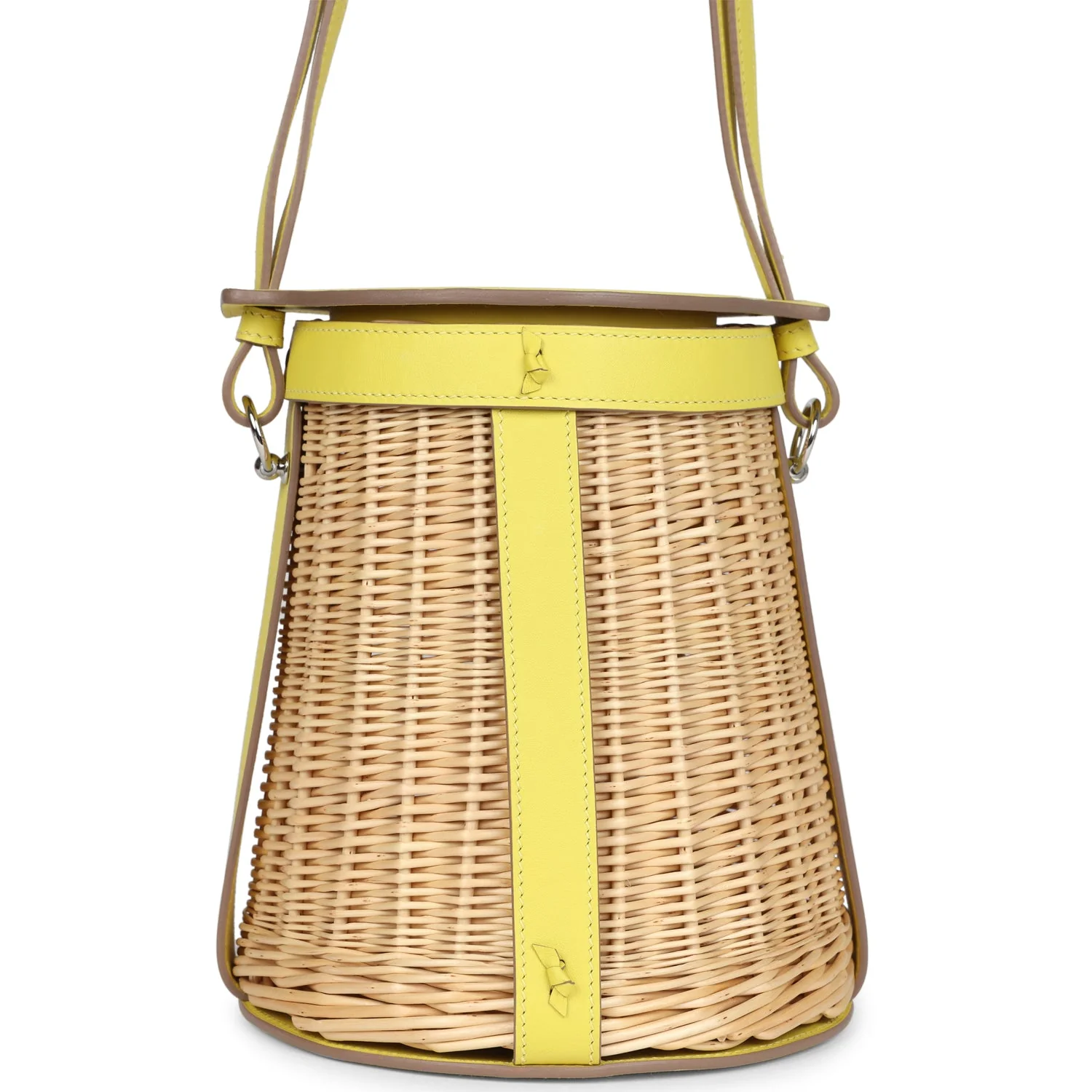 Hermes Farming Picnic Bag Lime Swift and Naturel Osier Wicker Palladium Hardware - Image 5