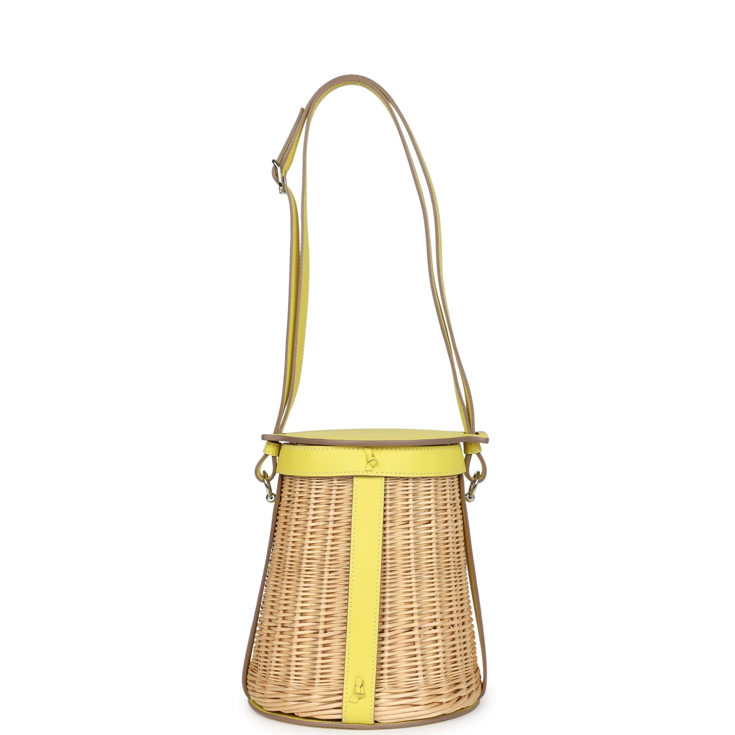 Hermes Farming Picnic Bag Lime Swift and Naturel Osier Wicker Palladium Hardware - Image 7