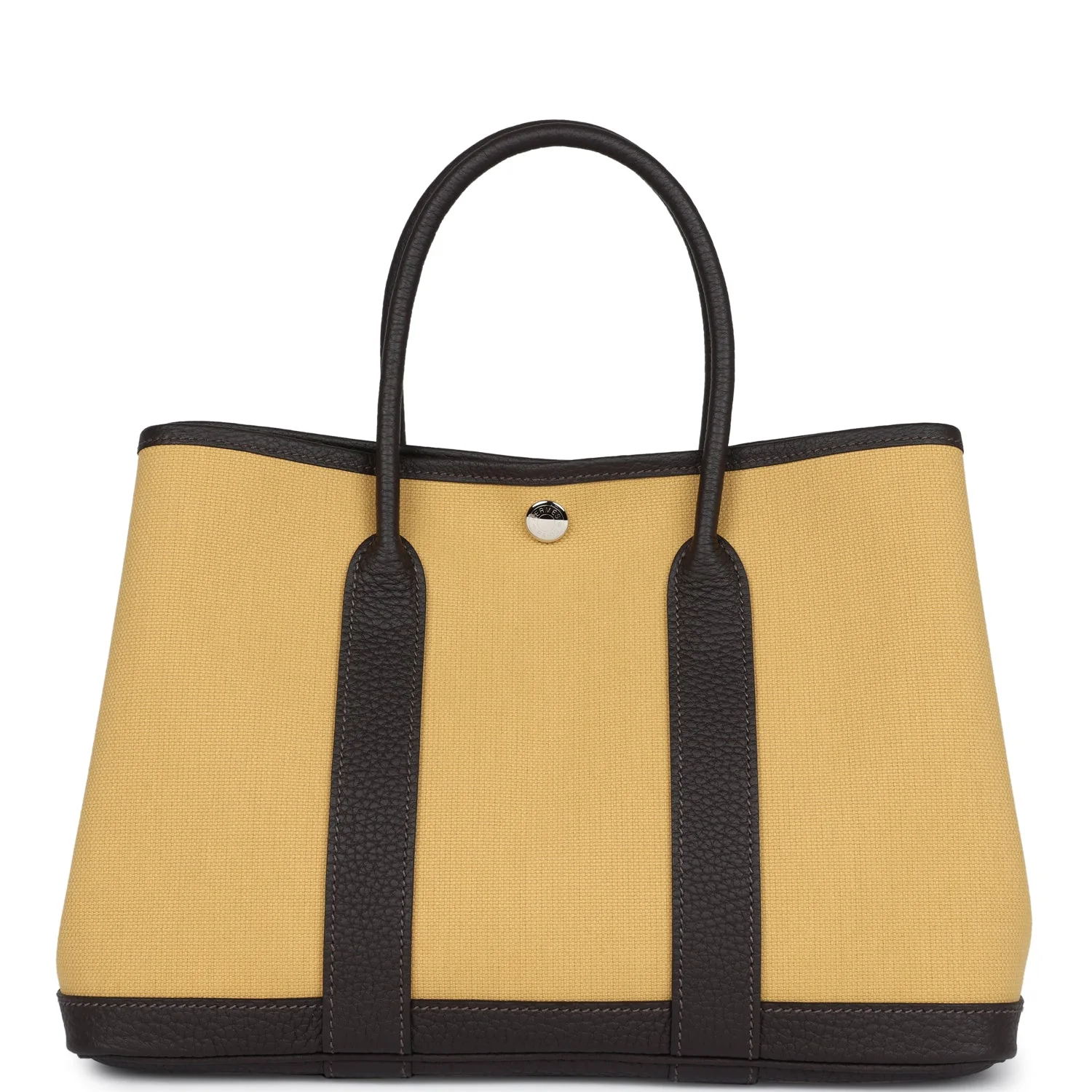 Hermes Garden Party 30 Paille Toile Militaire Canvas and Ebene Negonda Palladium Hardware - Image 4