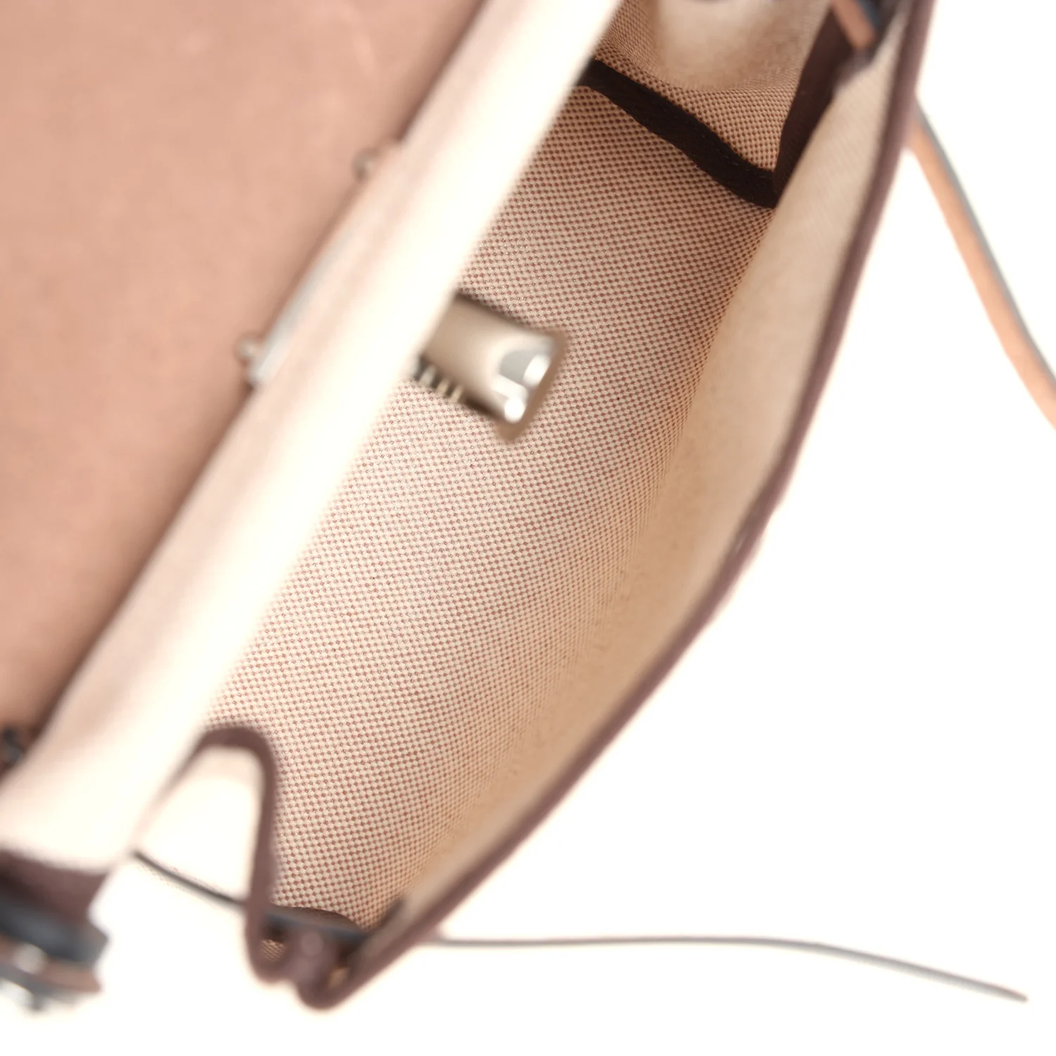 Hermes Herbag Zip 20 Mini Ecru and Beige Toile H Canvas and Ebene Vache Hunter Palladium Hardware - Image 11