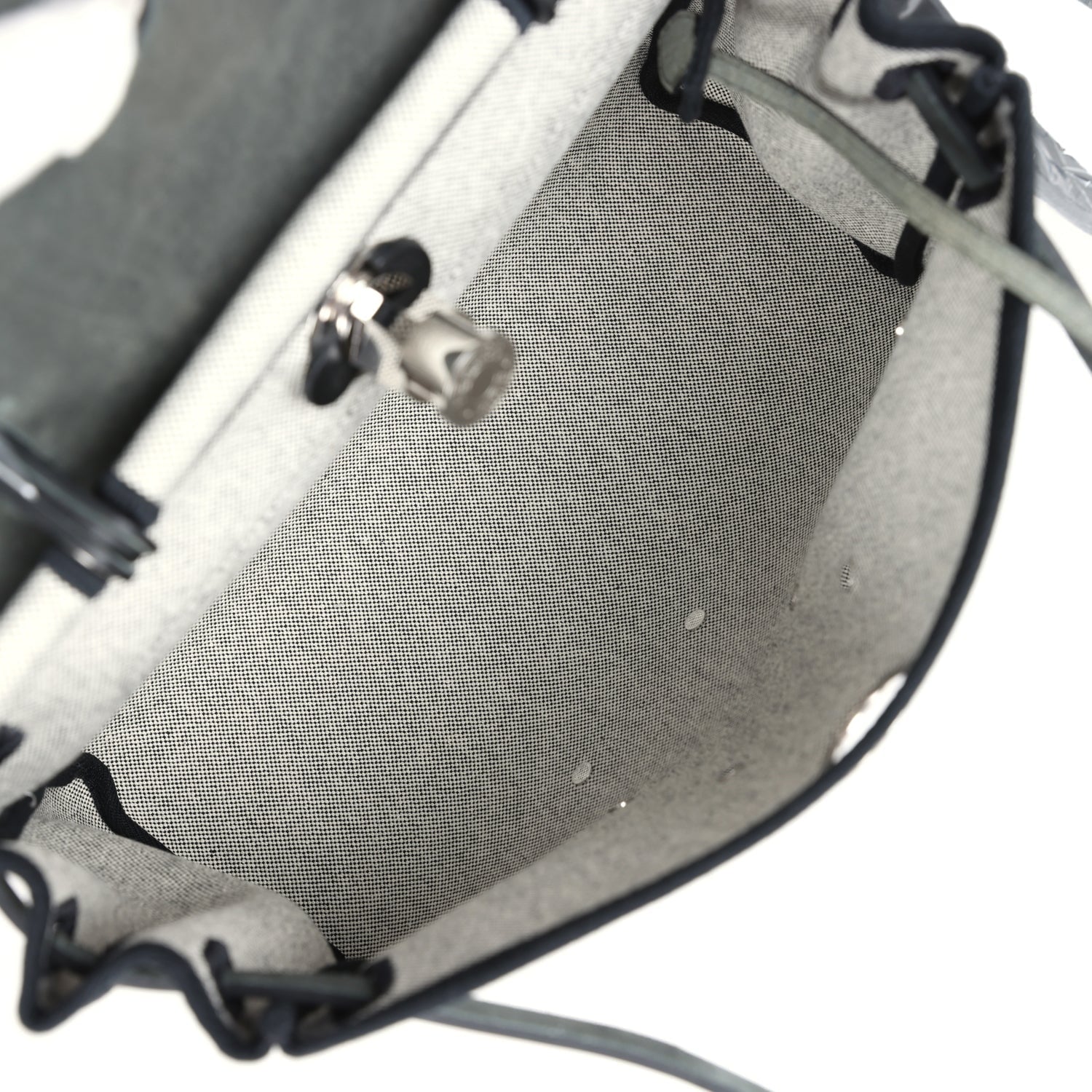 Hermes Herbag Zip 31 PM Hobnailed Black and Ecru Printed H Plume Canvas and Vache Hunter Palladium Hardware - Image 10