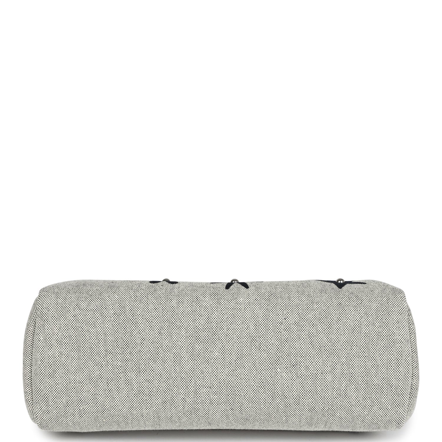 Hermes Herbag Zip 31 PM Hobnailed Black and Ecru Printed H Plume Canvas and Vache Hunter Palladium Hardware - Image 6