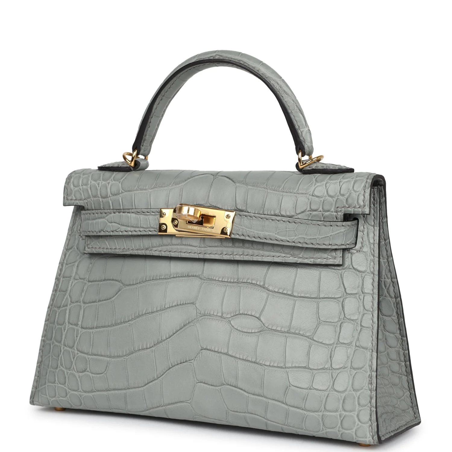 Hermes Kelly Sellier 20 Gris Ciment Matte Alligator Gold Hardware - Image 5
