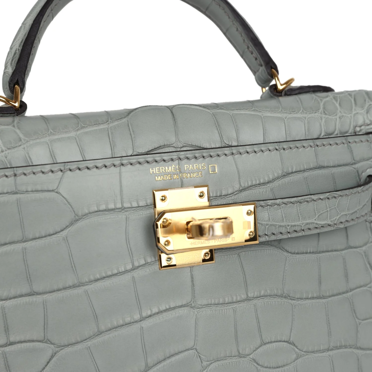 Hermes Kelly Sellier 20 Gris Ciment Matte Alligator Gold Hardware - Image 7