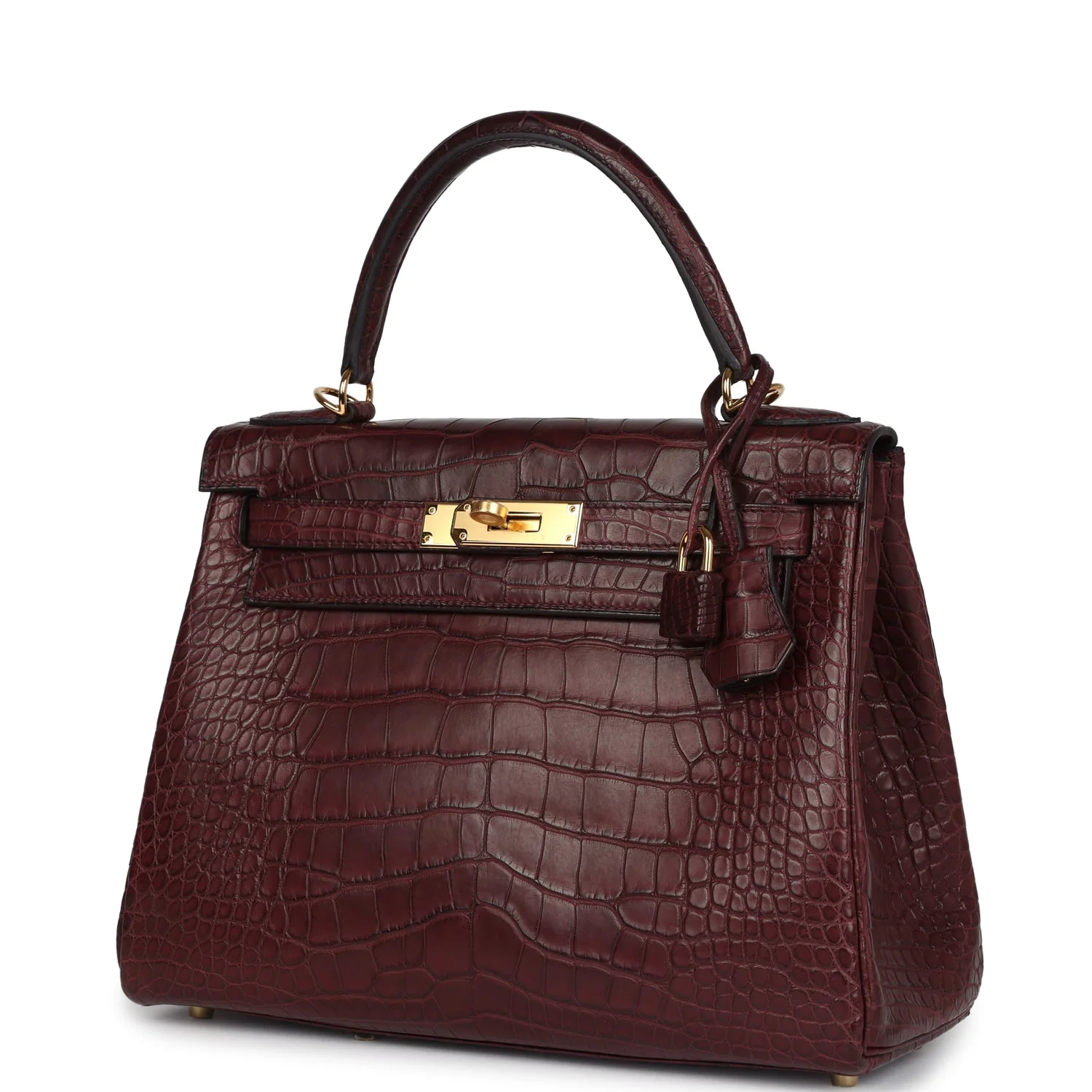 Hermes Kelly Retourne 28 Bordeaux Matte Alligator Gold Hardware - Image 5
