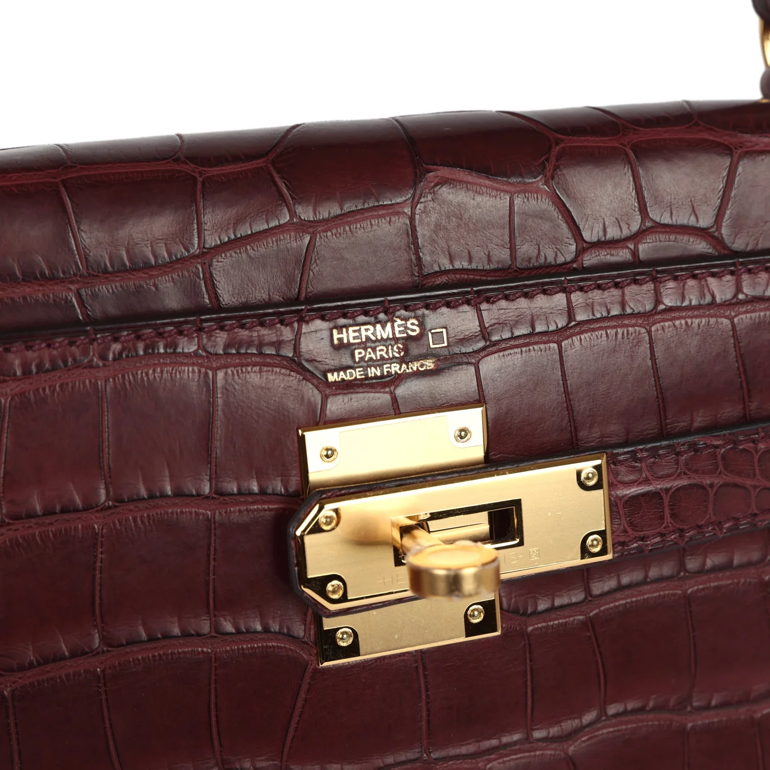Hermes Kelly Retourne 28 Bordeaux Matte Alligator Gold Hardware - Image 7