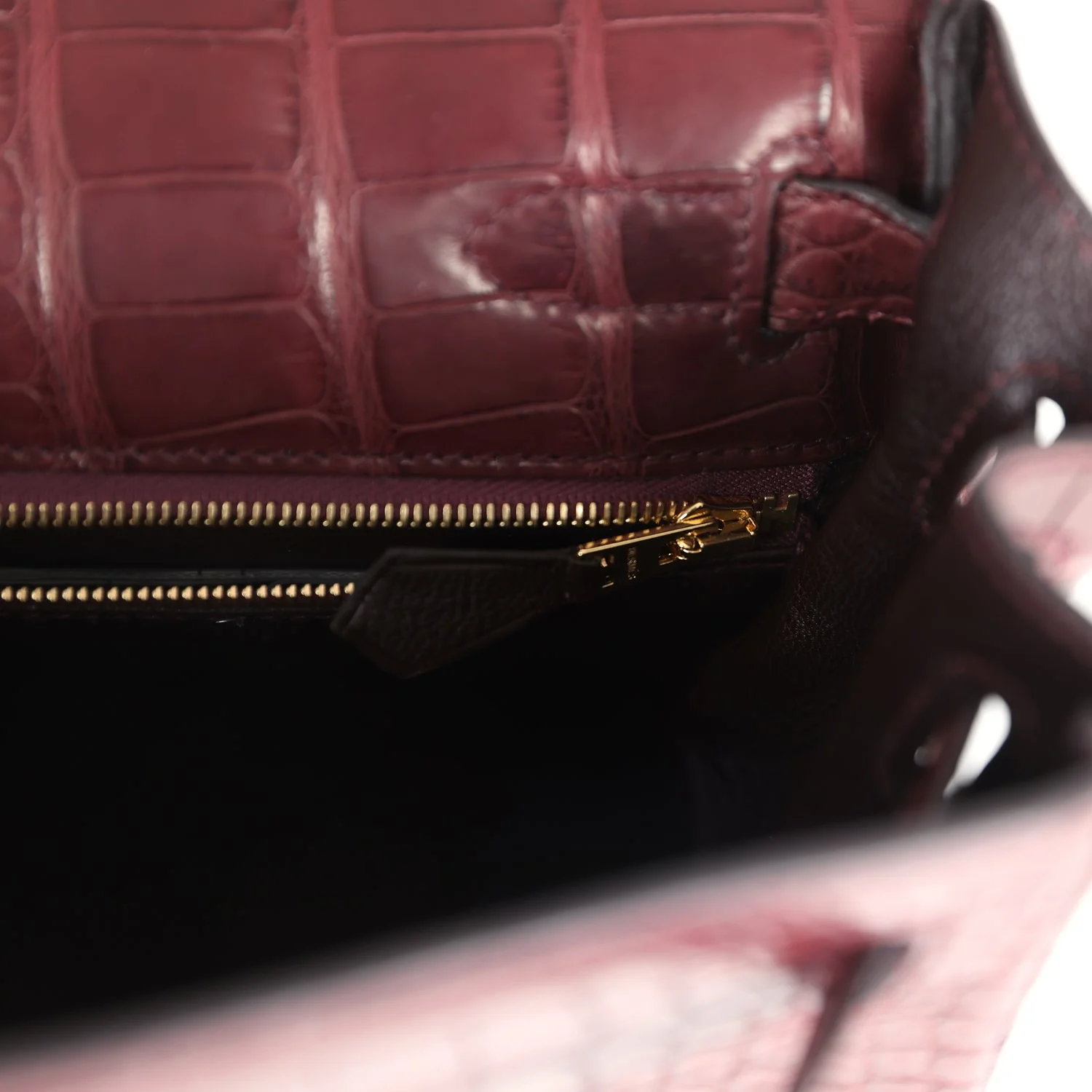 Hermes Kelly Retourne 28 Bordeaux Matte Alligator Gold Hardware - Image 9