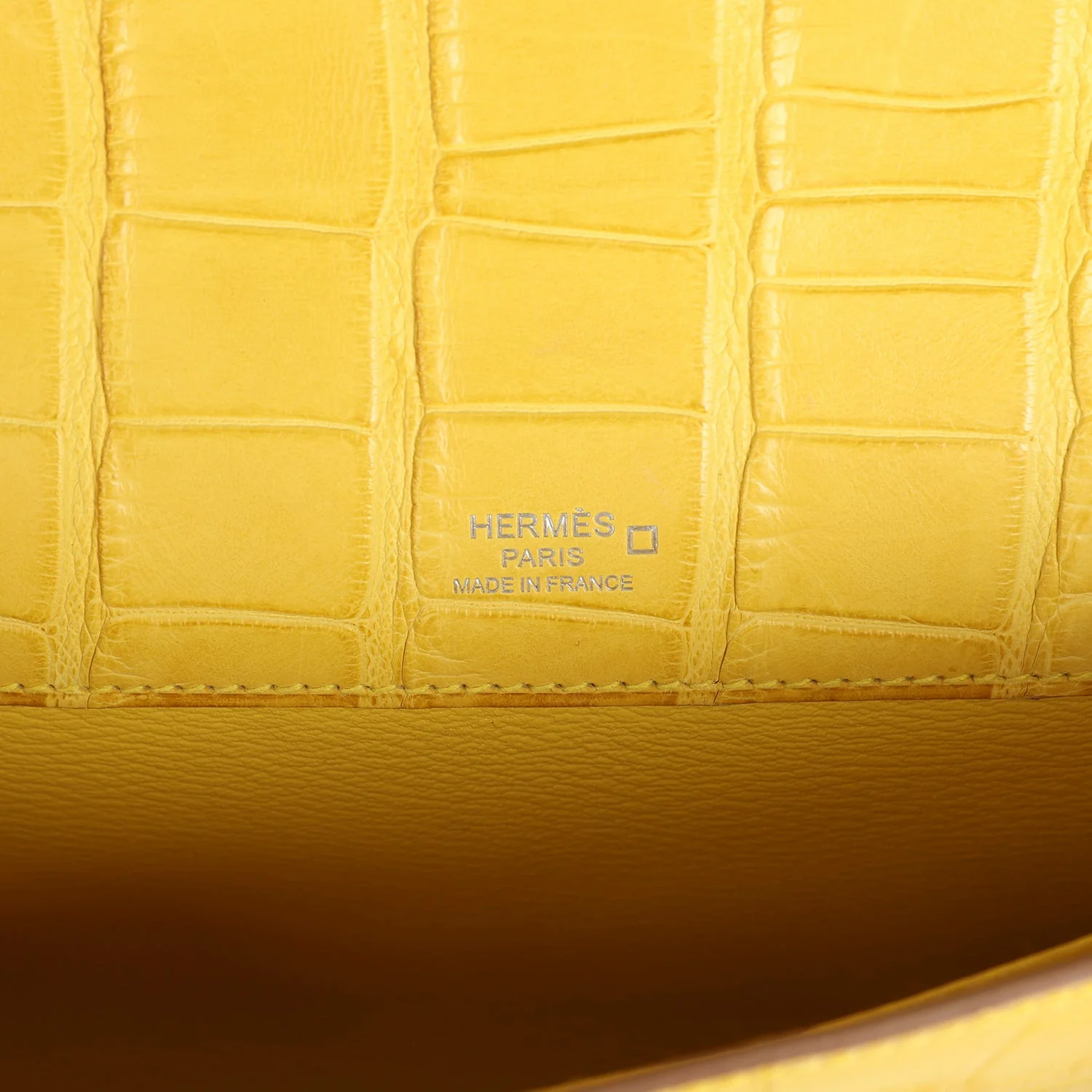 Hermes Kelly Cut Mimosa Matte Alligator Palladium Hardware - Image 7