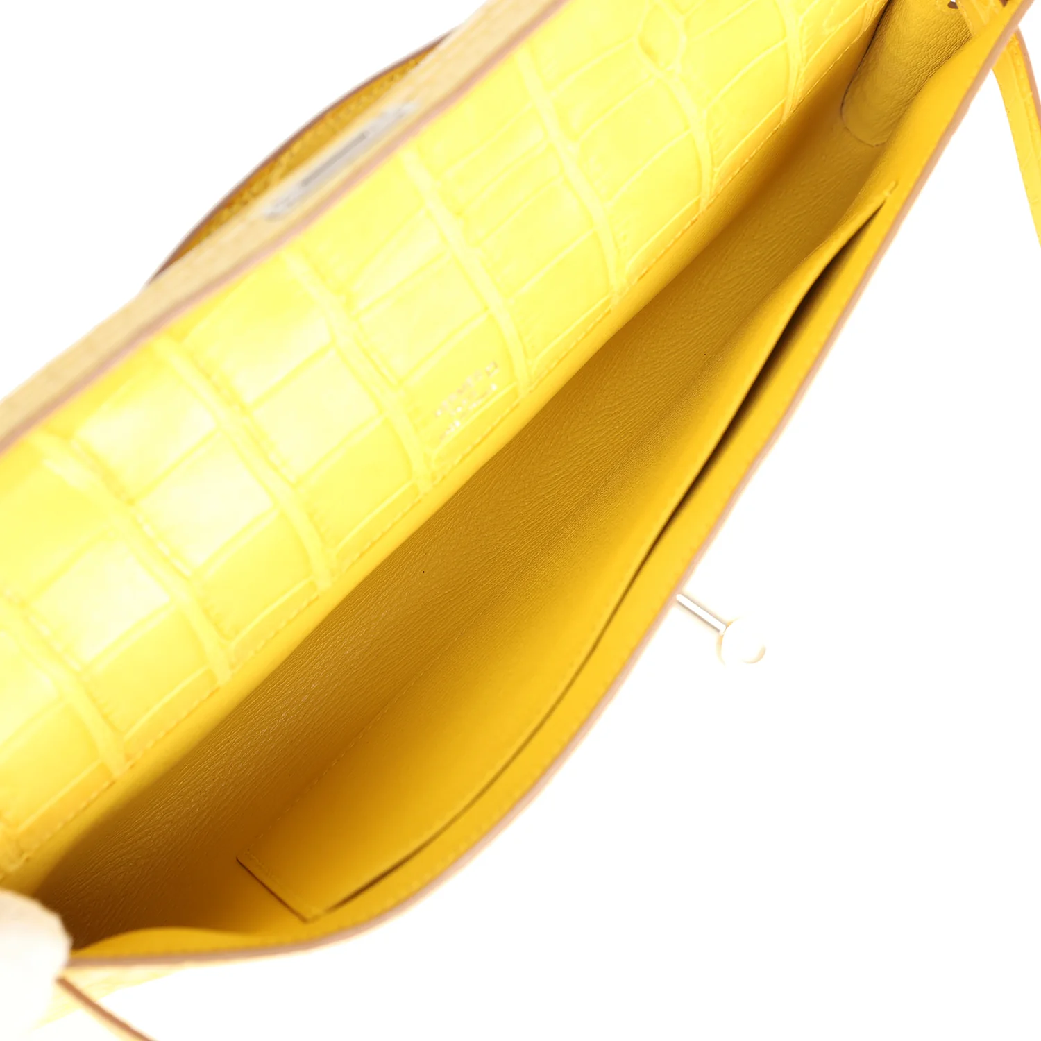 Hermes Kelly Cut Mimosa Matte Alligator Palladium Hardware - Image 8