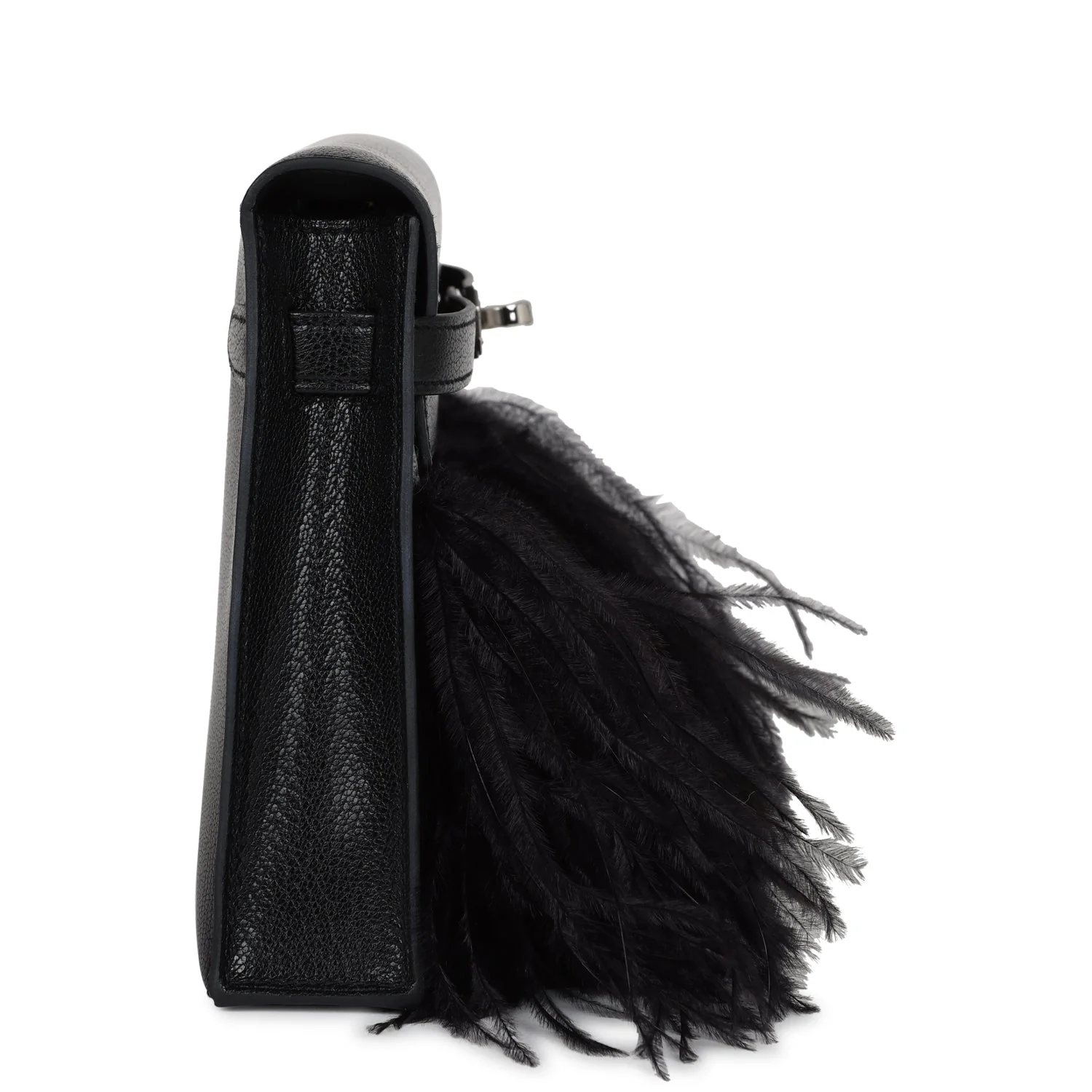 Hermes Kelly Elan Foile Chevre Chamkila and Ostrich Feather Palladium Hardware - Image 3