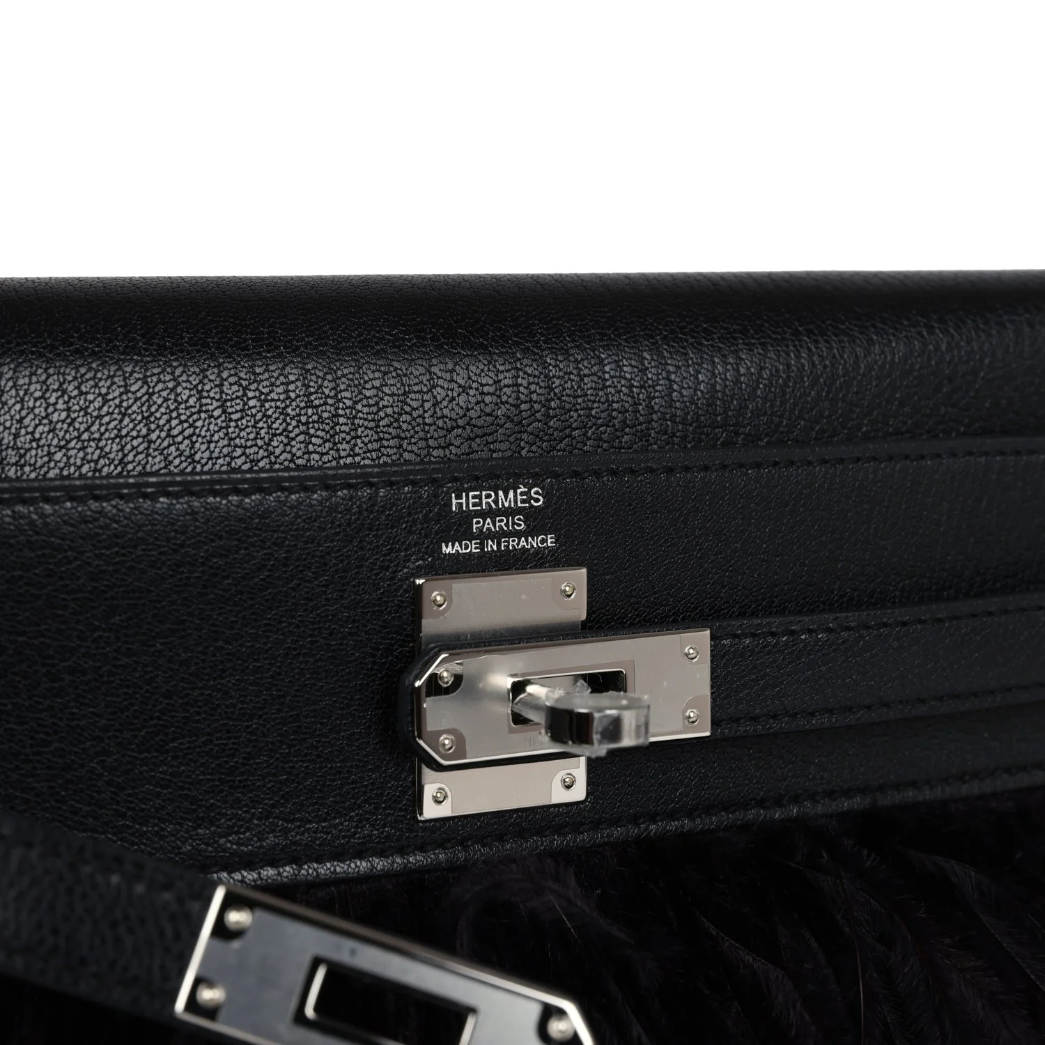 Hermes Kelly Elan Foile Chevre Chamkila and Ostrich Feather Palladium Hardware - Image 7