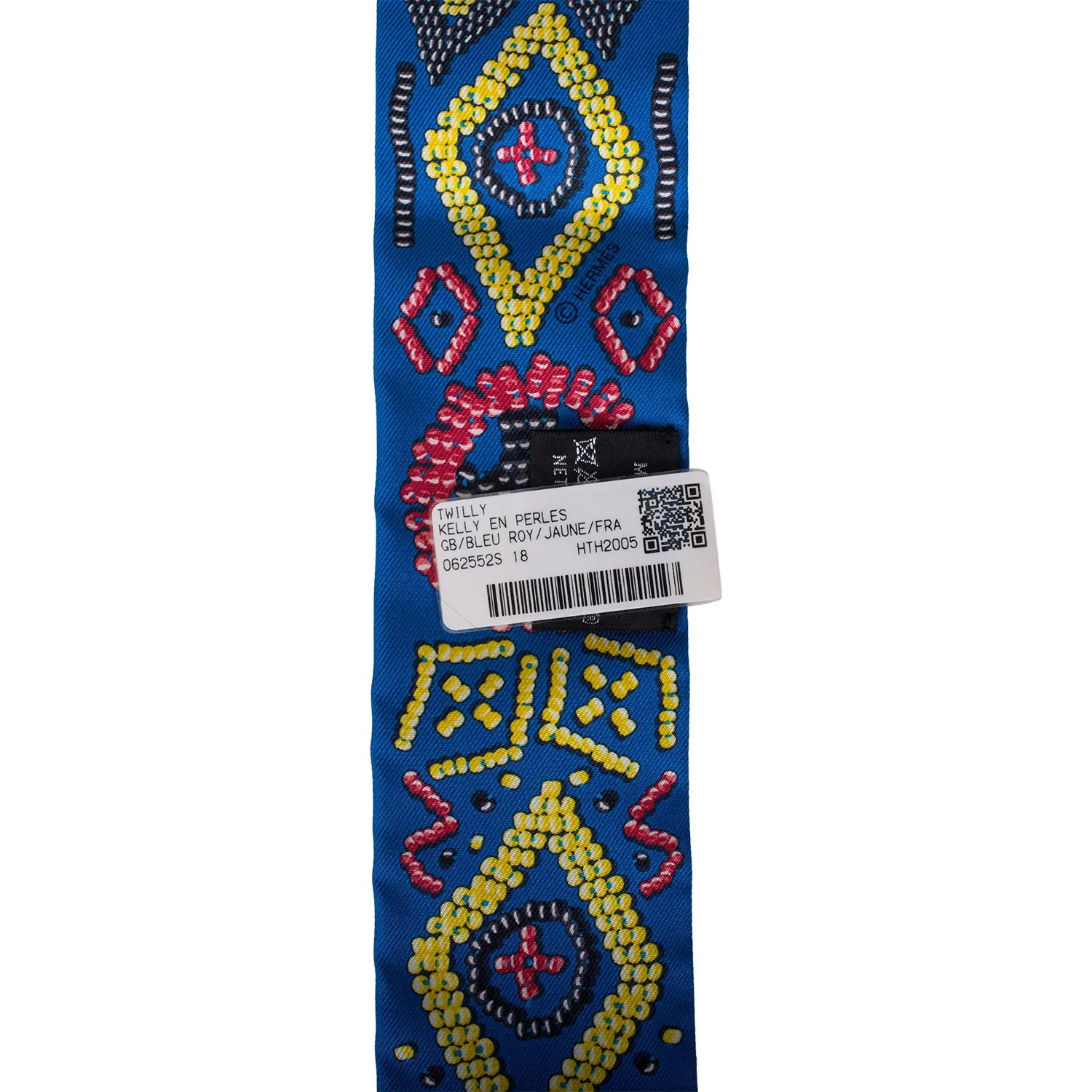 Hermes "Kelly en Perles" Bleu Royal Silk Twilly Pair - Image 4