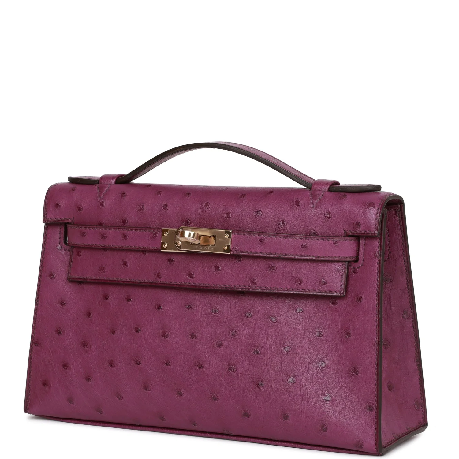 Hermes Kelly Pochette Anemone Ostrich Permabrass Hardware - Image 5