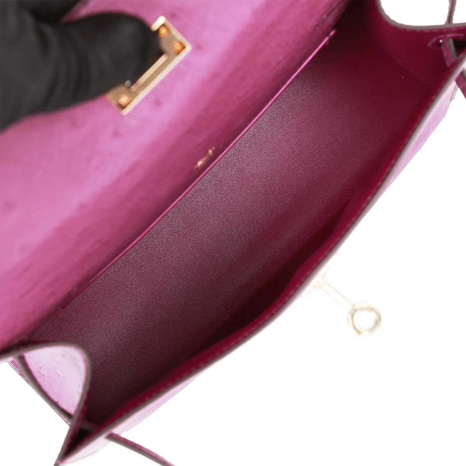 Hermes Kelly Pochette Anemone Ostrich Permabrass Hardware - Image 7