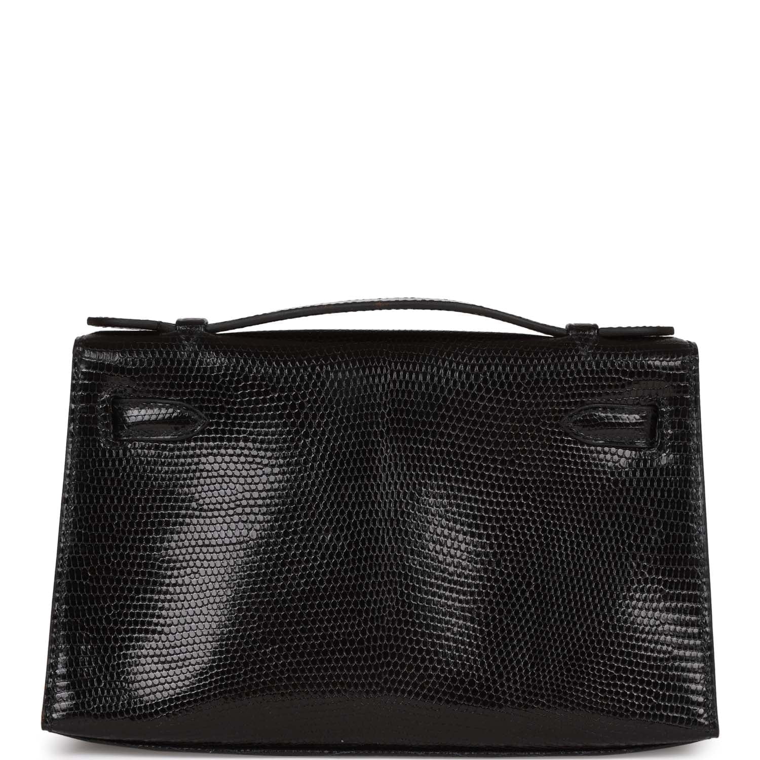 Hermes Kelly Pochette Black Lizard Ruthenium Hardware - Image 4