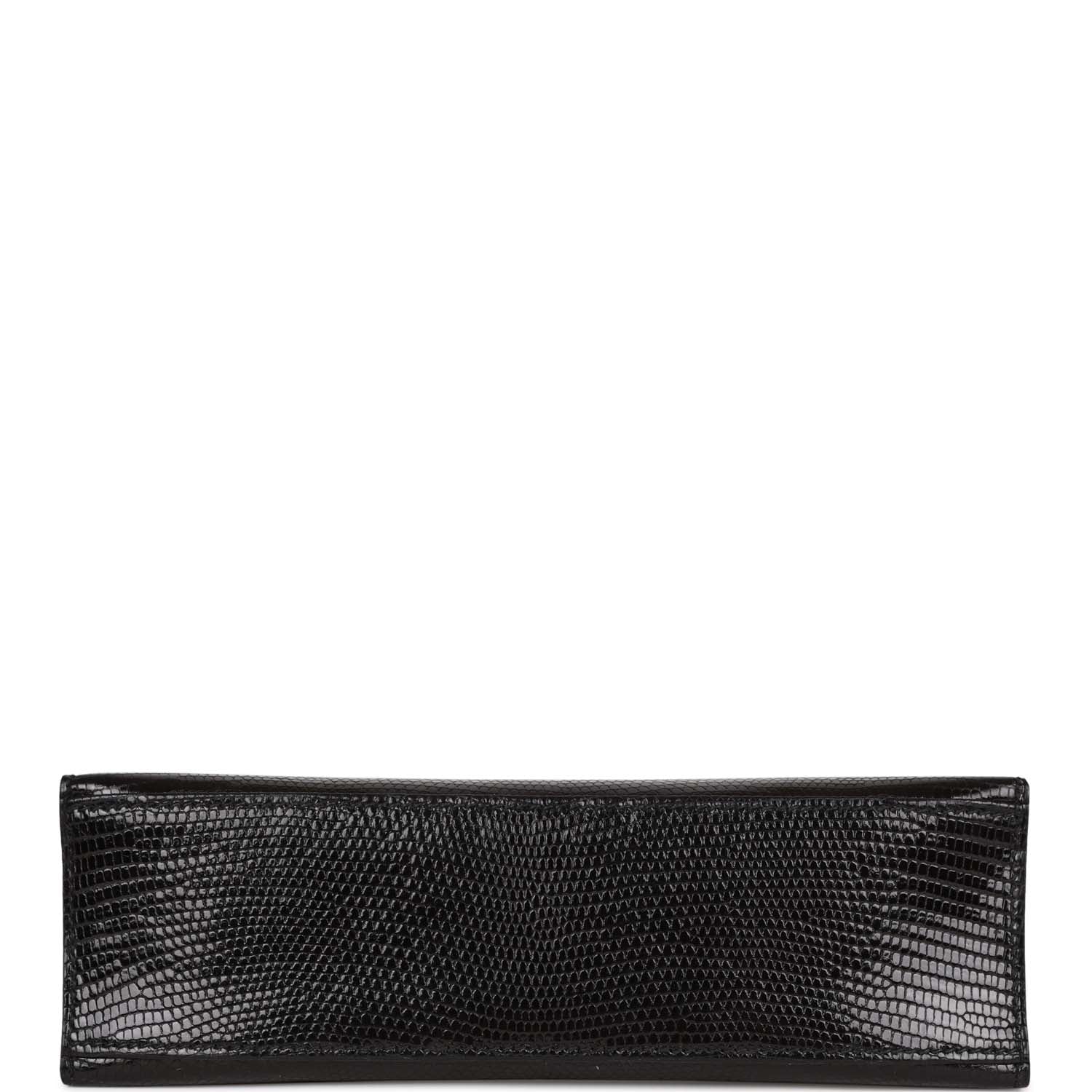 Hermes Kelly Pochette Black Lizard Ruthenium Hardware - Image 6