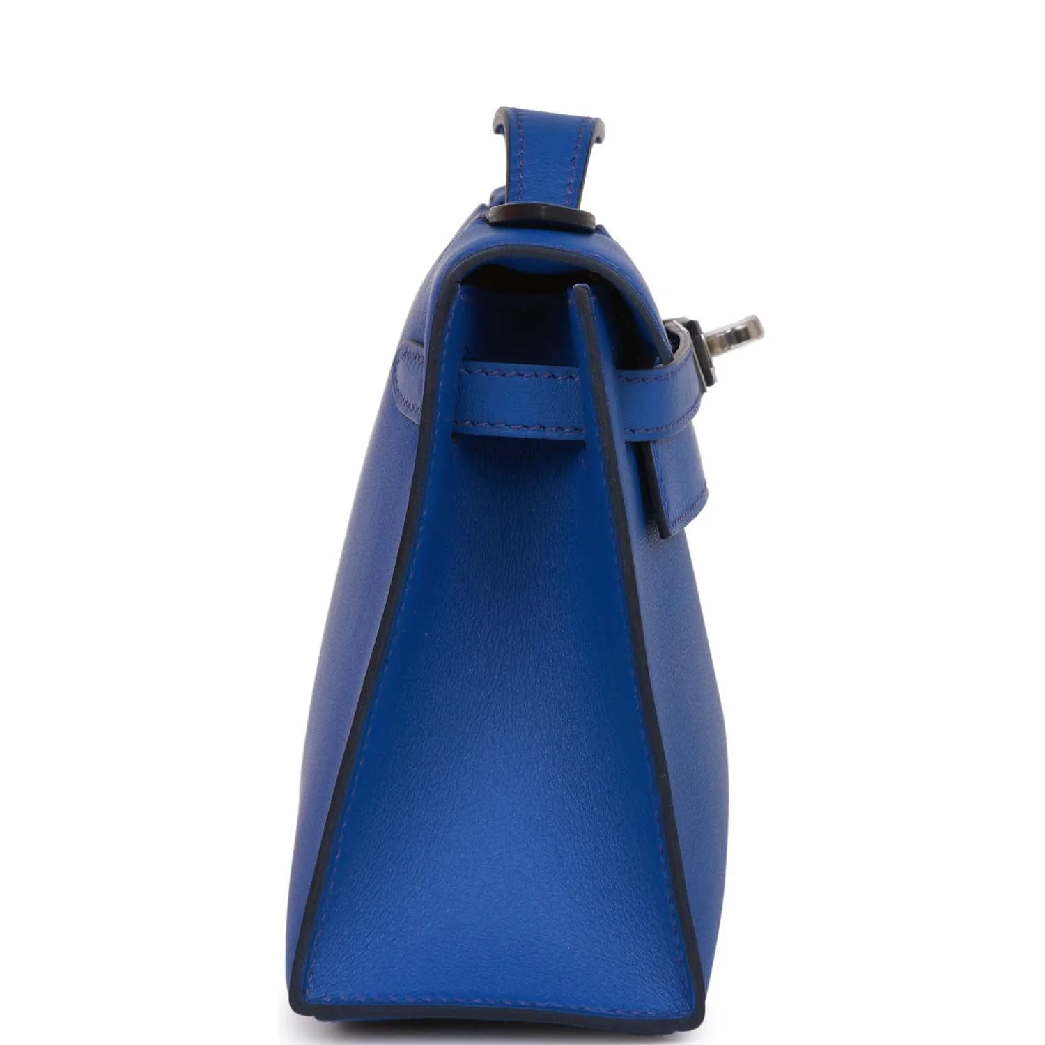 Hermes Kelly Pochette Bleu Royal Swift Palladium Hardware - Image 5
