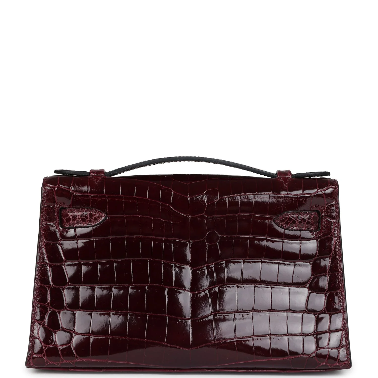 Hermes Kelly Pochette Bordeaux Shiny Niloticus Crocodile Palladium Hardware - Image 4