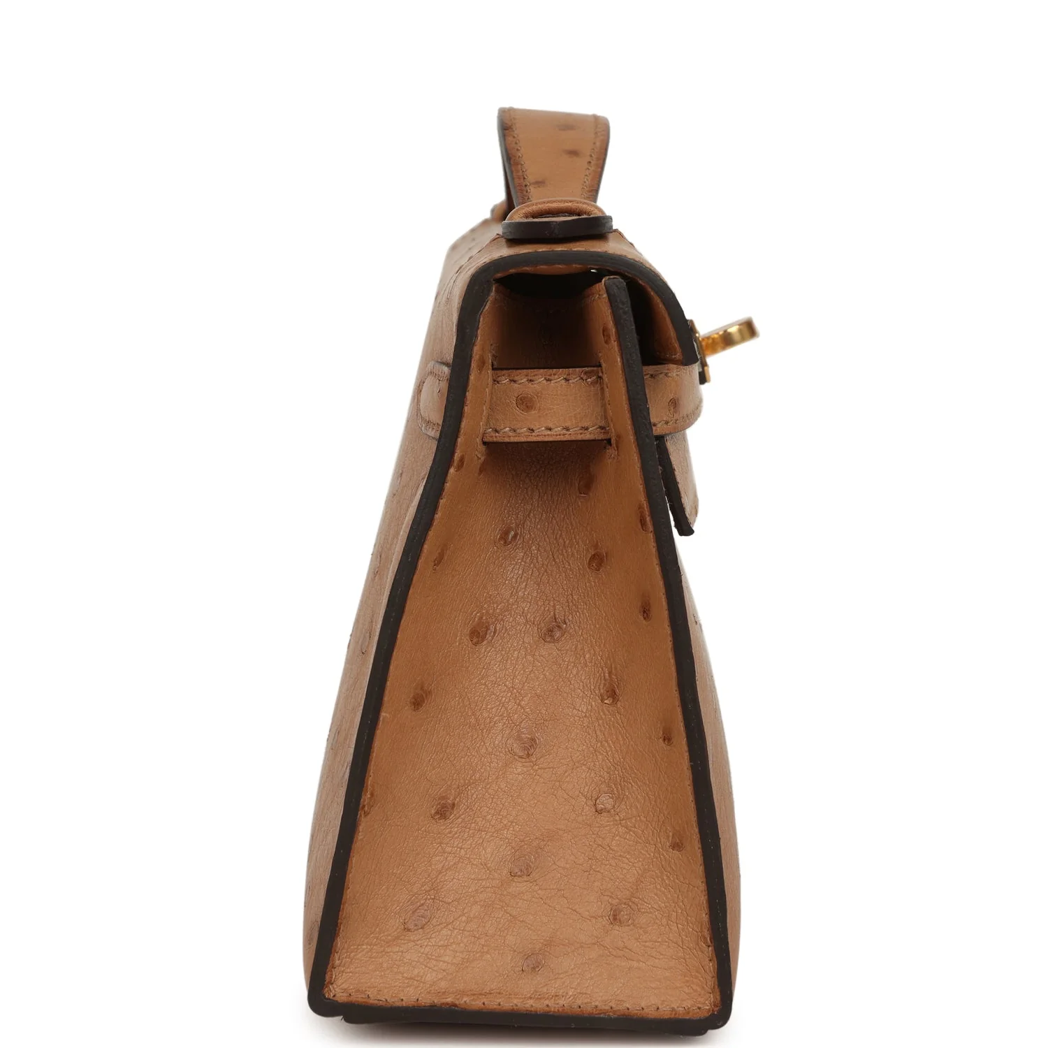 Hermes Kelly Pochette Chai Ostrich Gold Hardware - Image 3