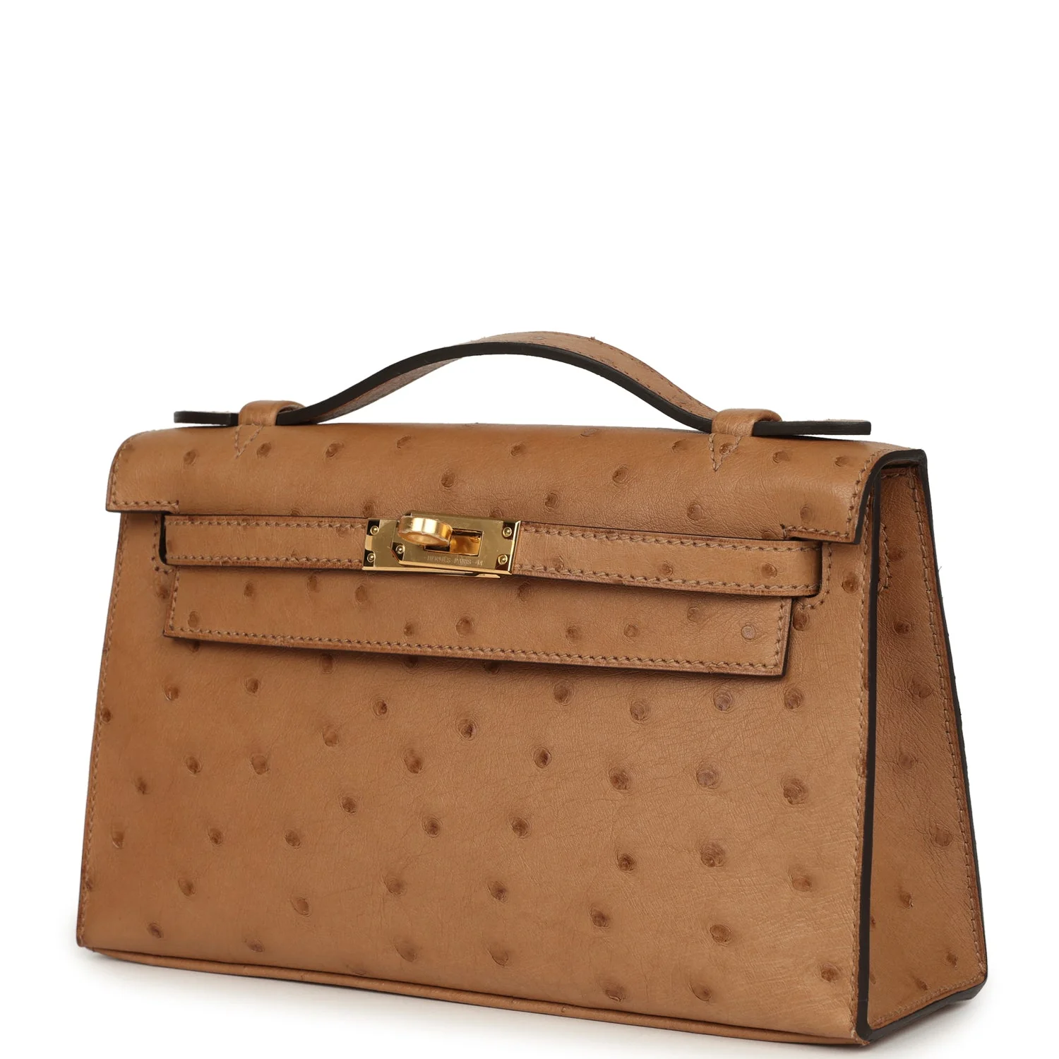 Hermes Kelly Pochette Chai Ostrich Gold Hardware - Image 5