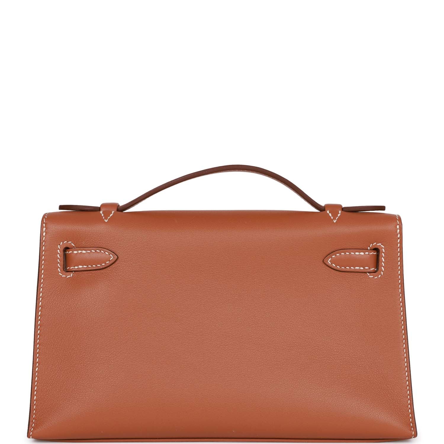 Hermes Kelly Pochette Gold Swift Palladium Hardware - Image 4