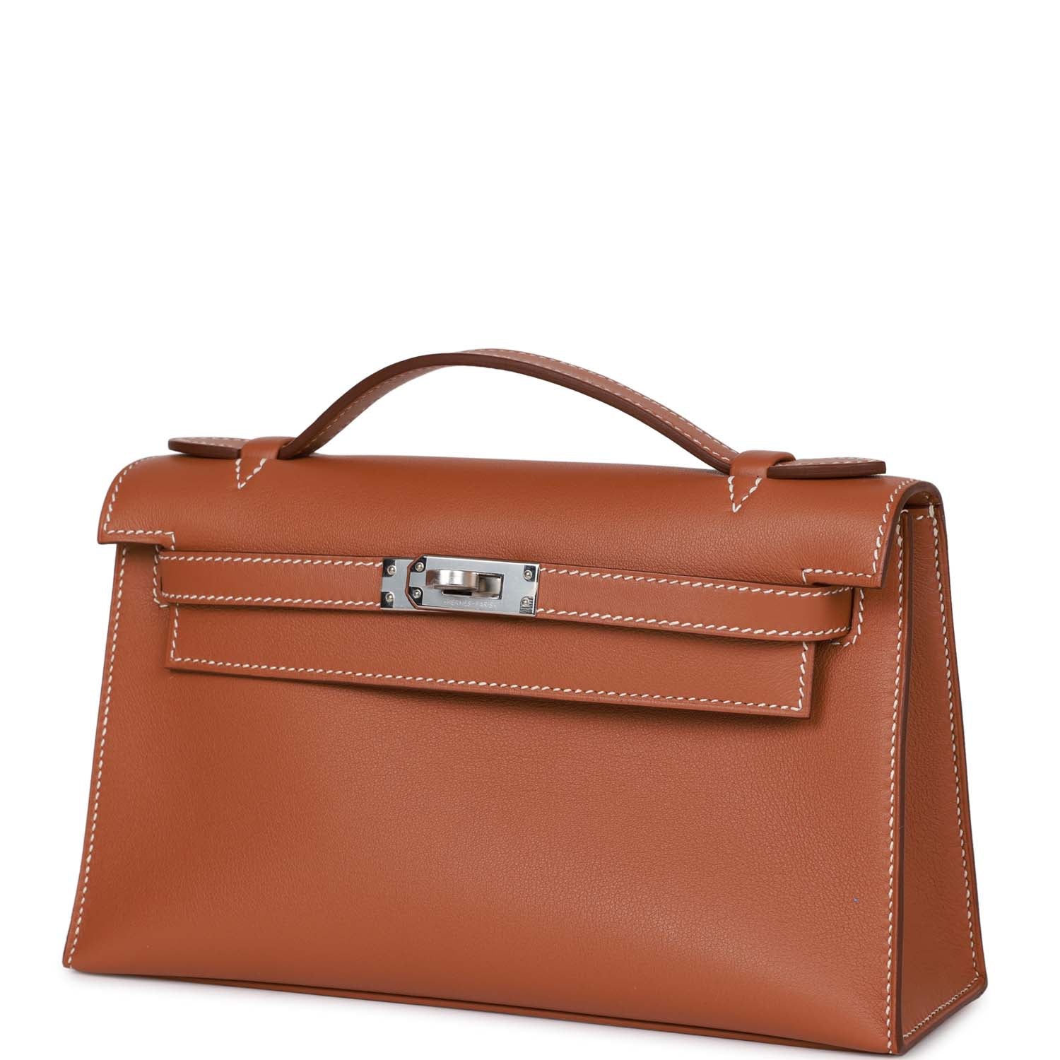 Hermes Kelly Pochette Gold Swift Palladium Hardware - Image 5
