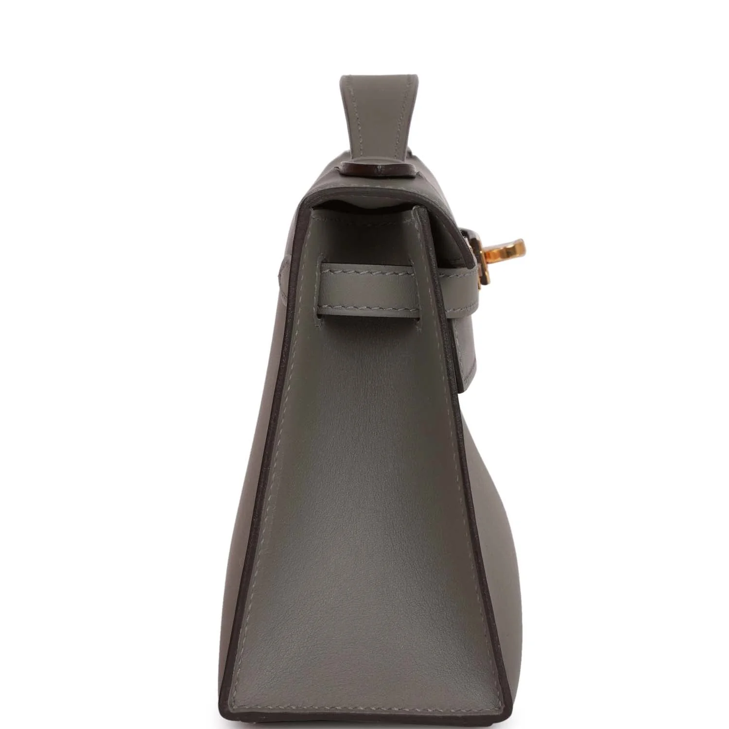 Hermes Kelly Pochette Gris Meyer Swift Gold Hardware - Image 3