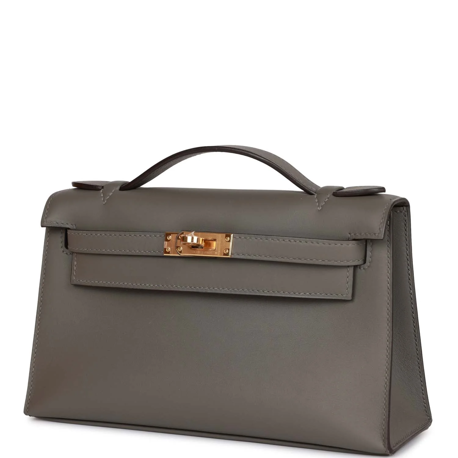 Hermes Kelly Pochette Gris Meyer Swift Gold Hardware - Image 5