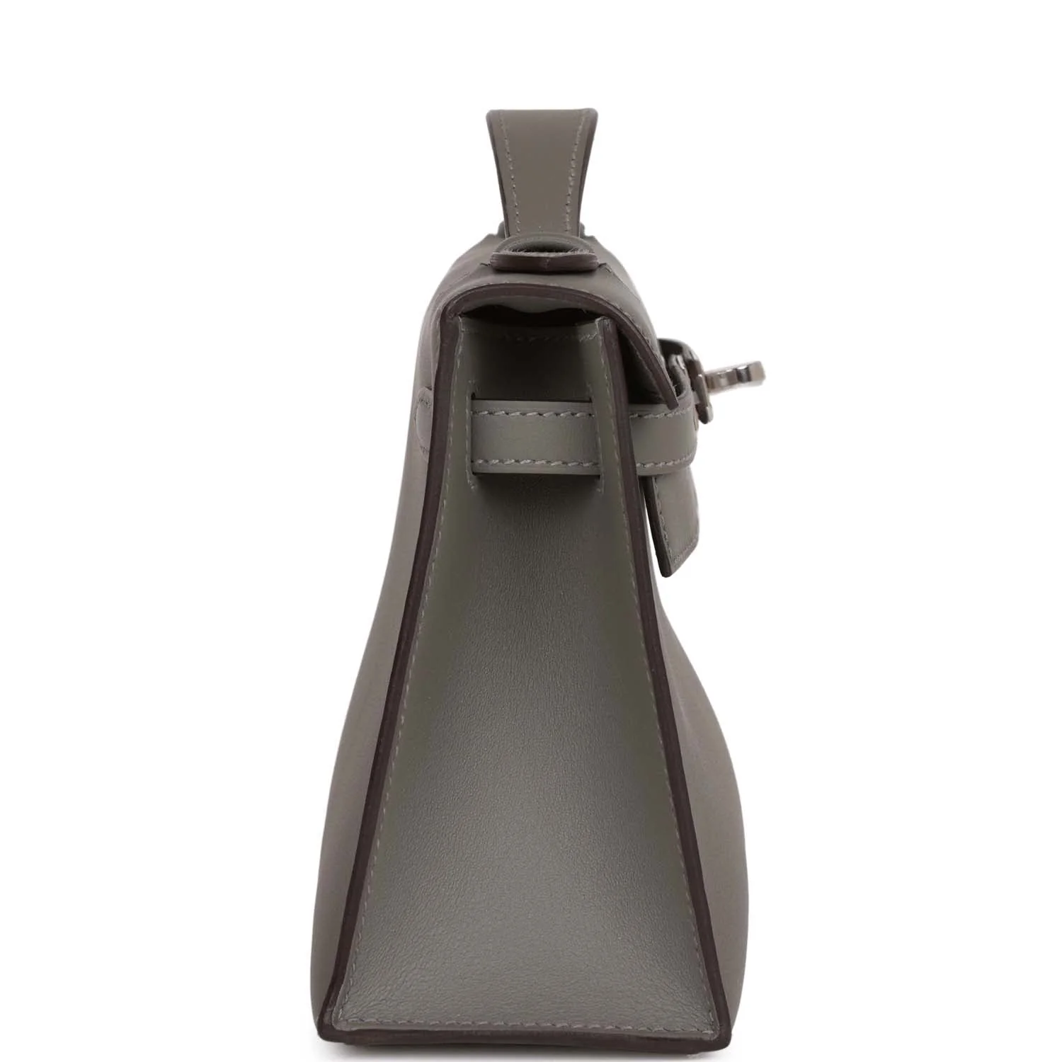 Hermes Kelly Pochette Gris Meyer Swift Palladium Hardware - Image 3