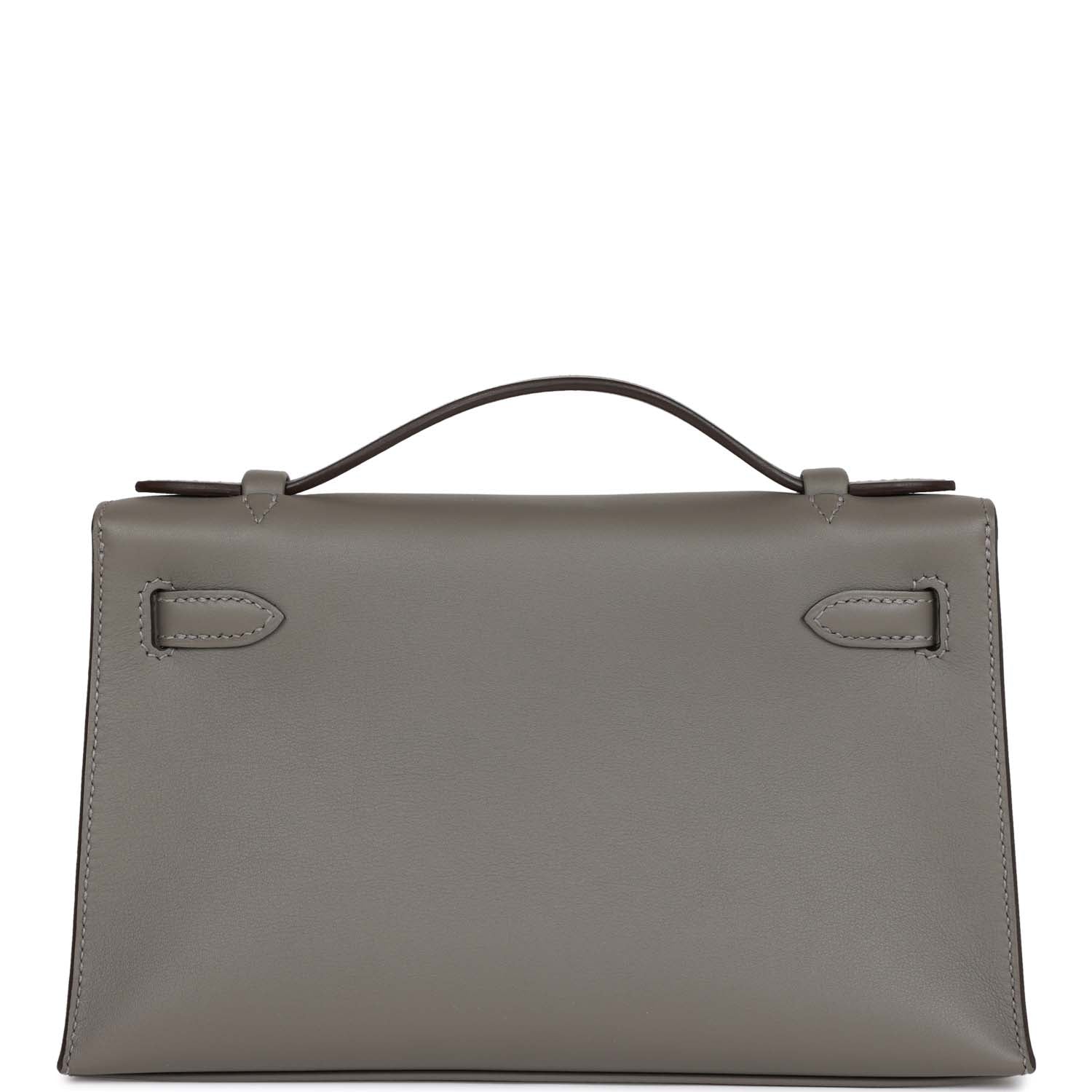 Hermes Kelly Pochette Gris Meyer Swift Palladium Hardware - Image 4