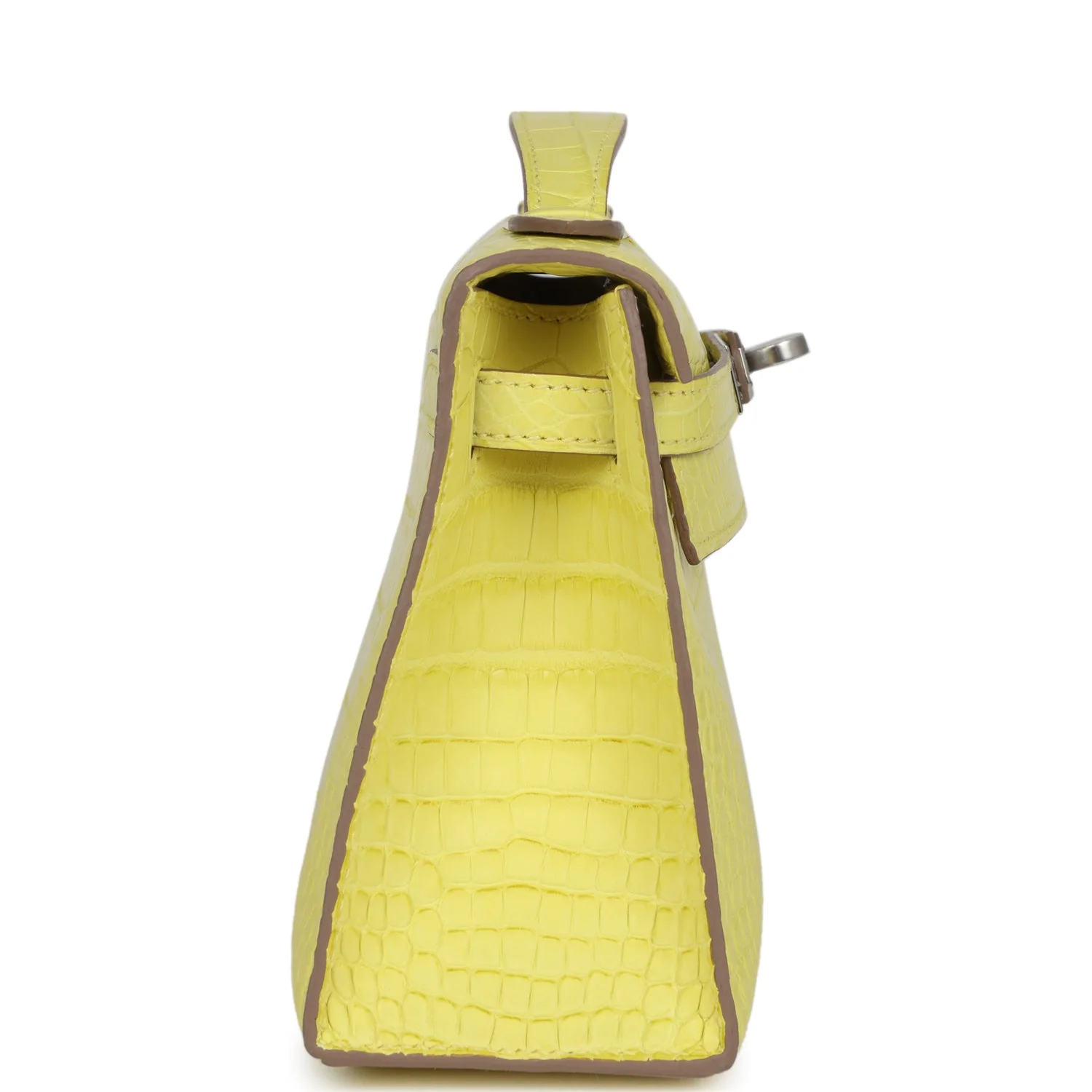 Hermes Kelly Pochette Lime Matte Alligator Palladium Hardware - Image 3
