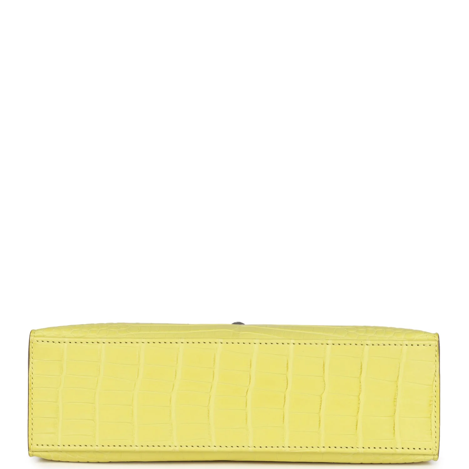 Hermes Kelly Pochette Lime Matte Alligator Palladium Hardware - Image 6