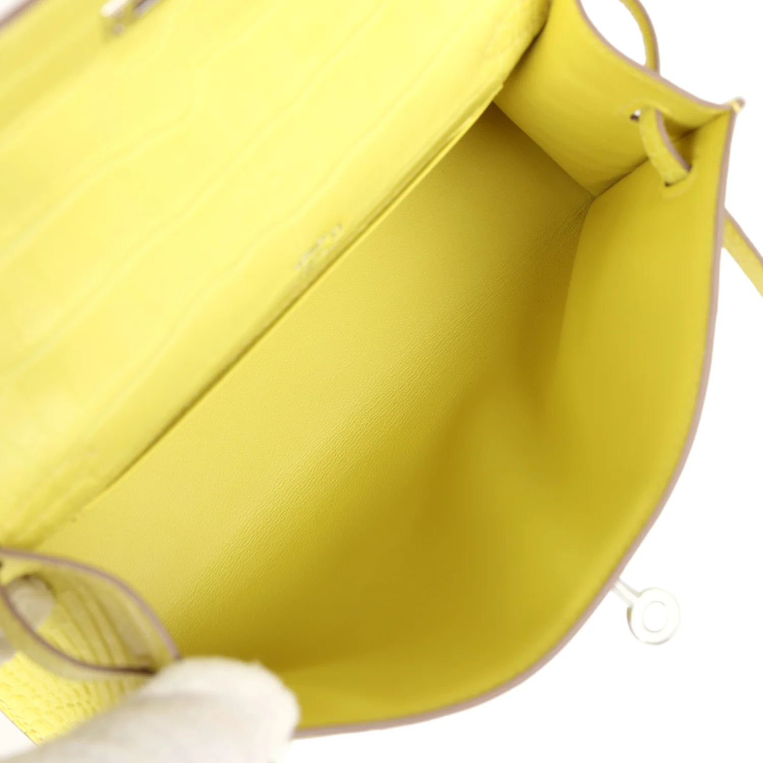 Hermes Kelly Pochette Lime Matte Alligator Palladium Hardware - Image 8