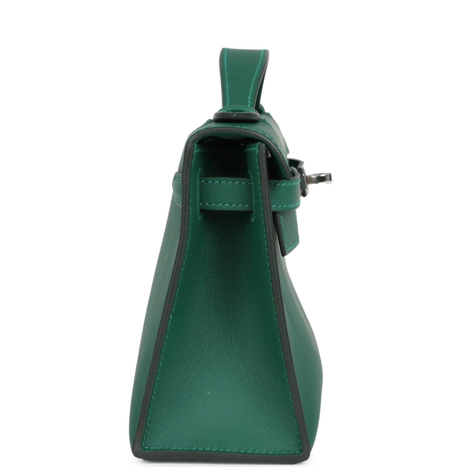 Hermes Kelly Pochette Vert Moyen Swift Palladium Hardware - Image 3