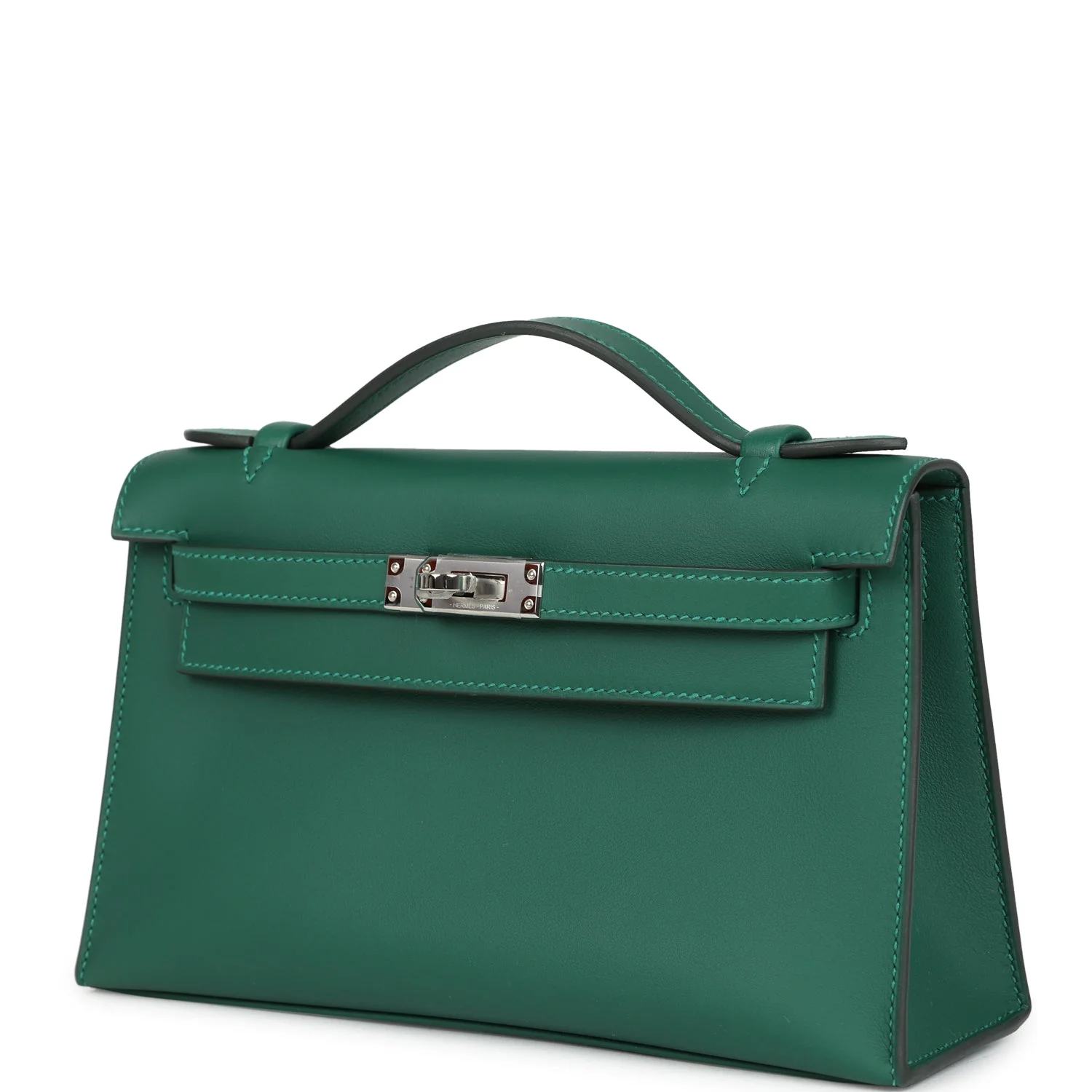 Hermes Kelly Pochette Vert Moyen Swift Palladium Hardware - Image 5