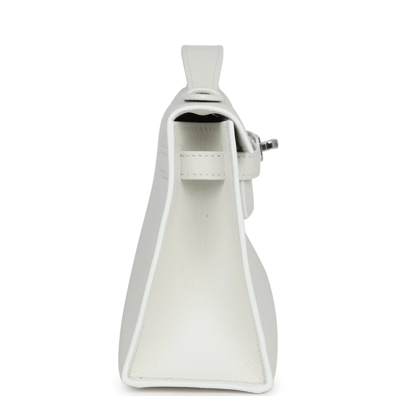 Hermes Kelly Pochette White Swift Palladium Hardware - Image 3