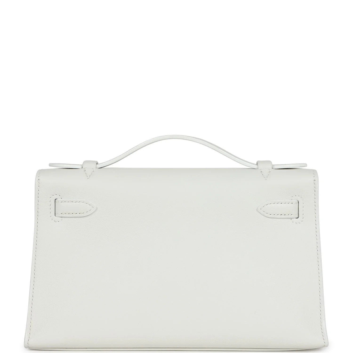 Hermes Kelly Pochette White Swift Palladium Hardware - Image 4