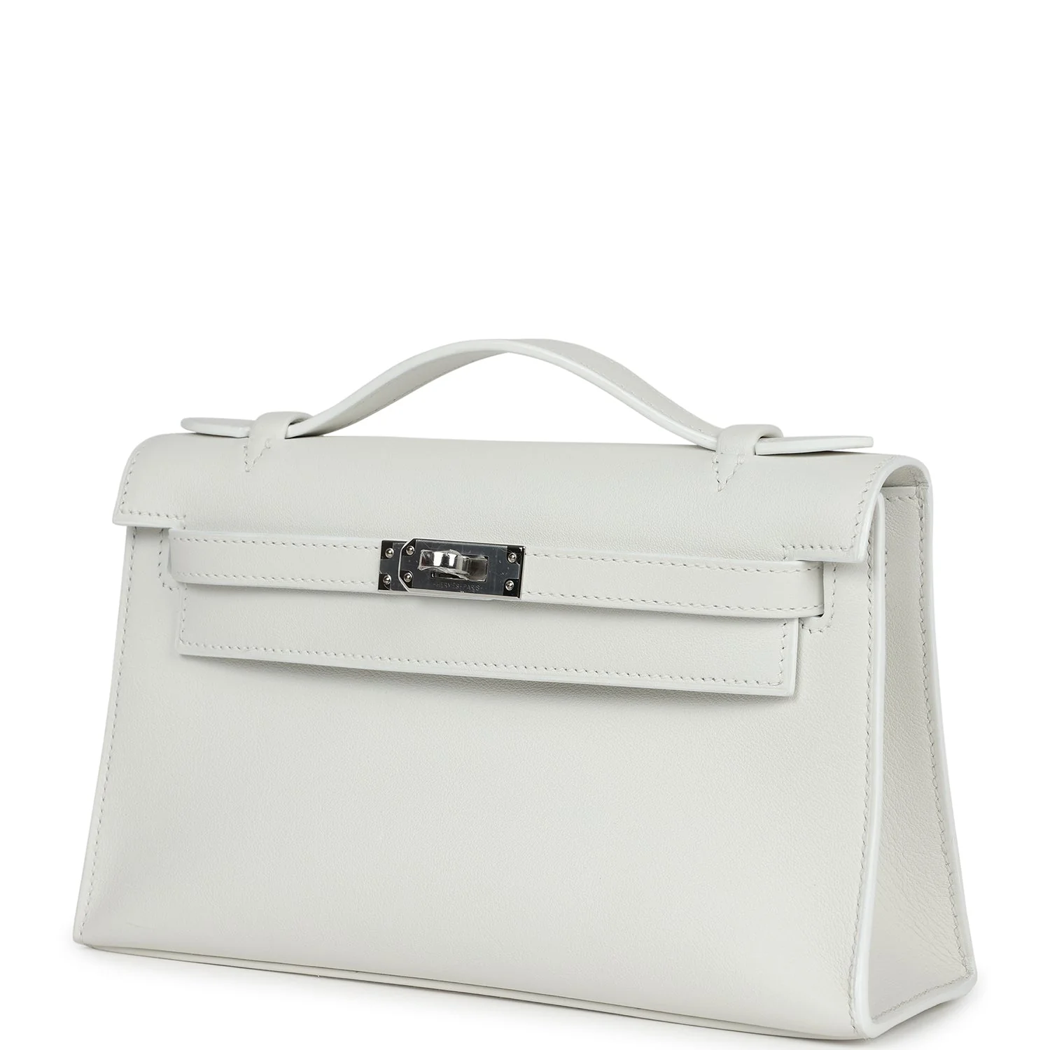 Hermes Kelly Pochette White Swift Palladium Hardware - Image 5