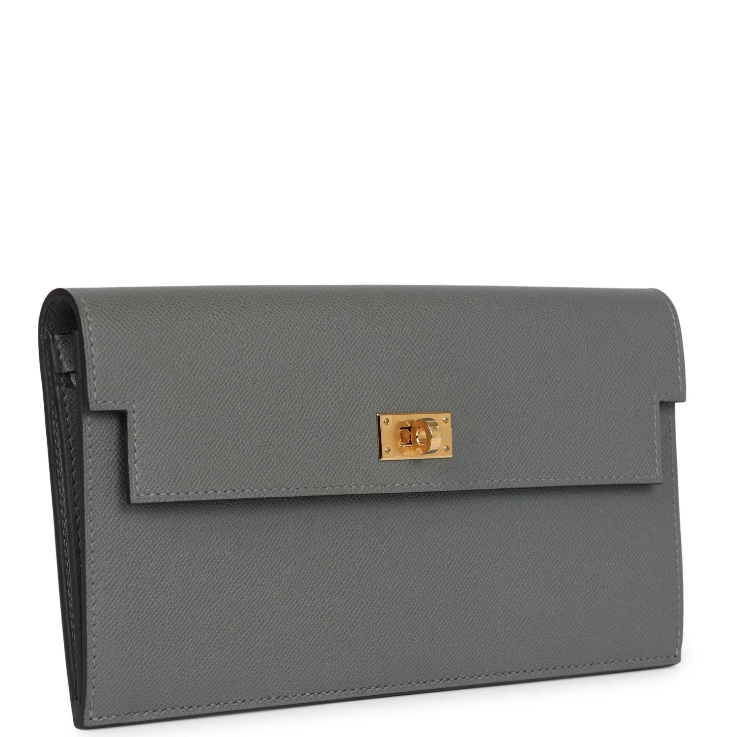 Hermes Kelly Pocket Long Wallet Gris Meyer Madame Gold Hardware - Image 3