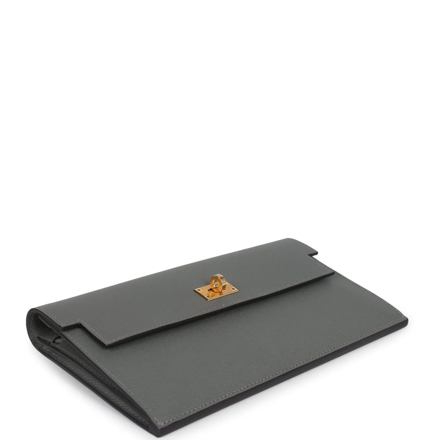 Hermes Kelly Pocket Long Wallet Gris Meyer Madame Gold Hardware - Image 7