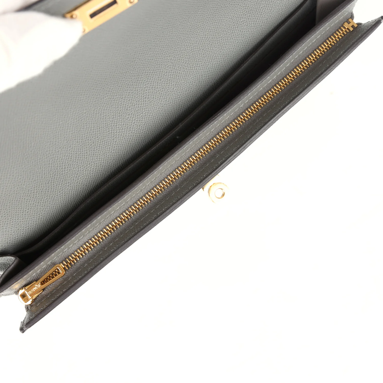 Hermes Kelly Pocket Long Wallet Gris Meyer Madame Gold Hardware - Image 9