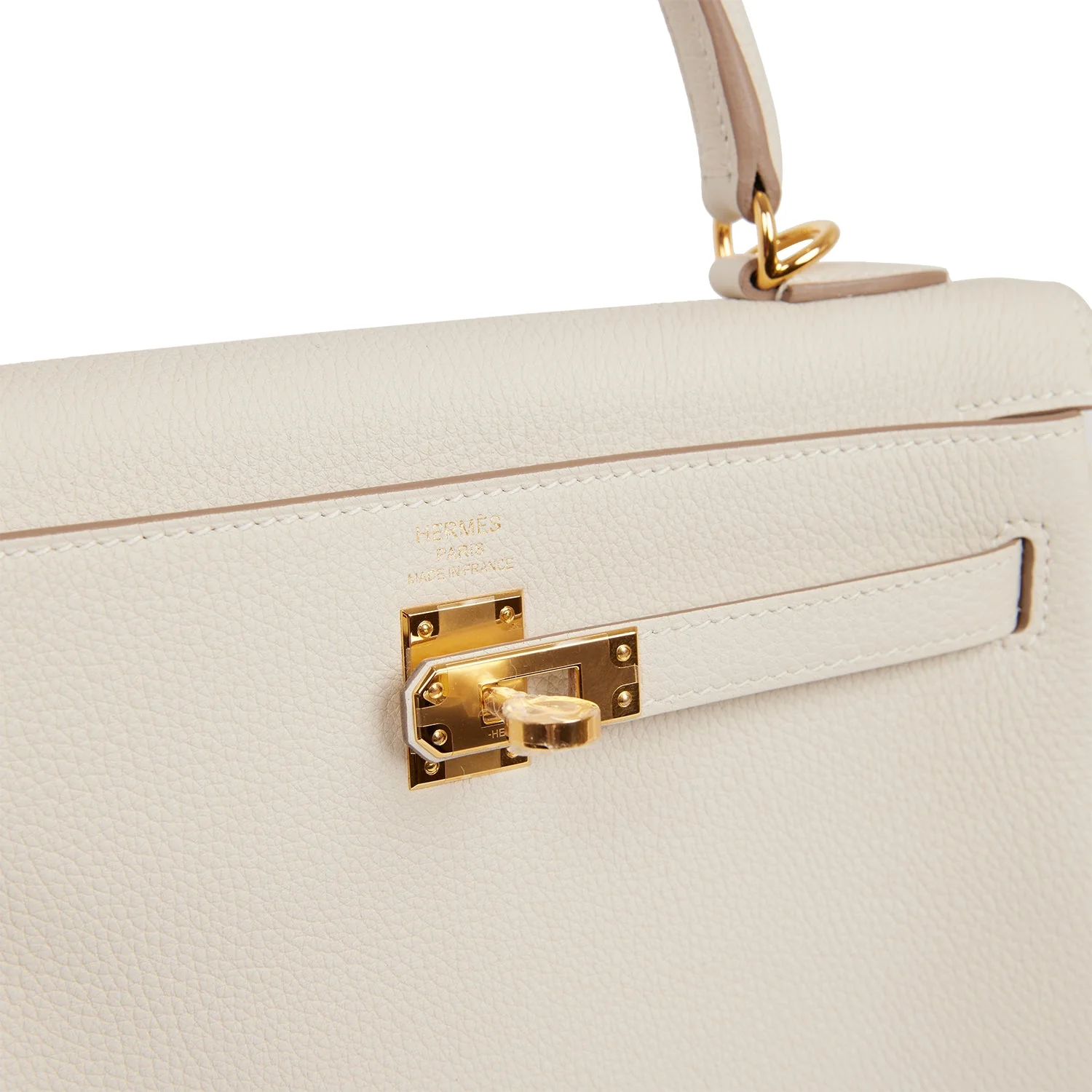 Hermes Kelly Retourne 25 Craie Togo Gold Hardware - Image 8