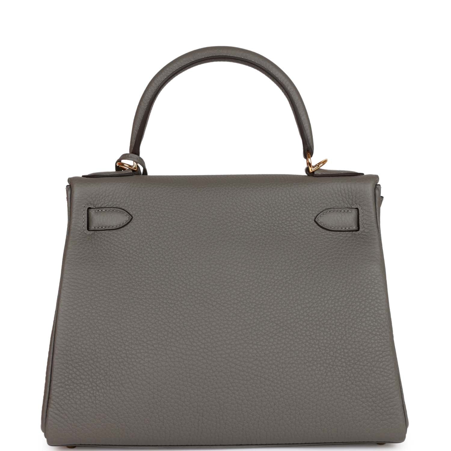 Hermes Kelly Retourne 28 Gris Meyer Clemence Gold Hardware - Image 4