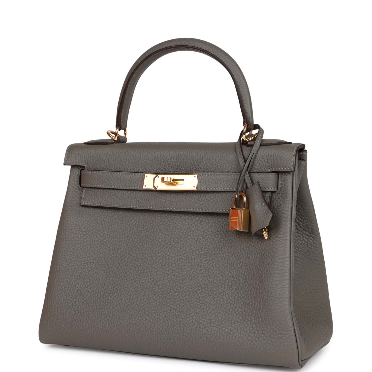 Hermes Kelly Retourne 28 Gris Meyer Clemence Gold Hardware - Image 5
